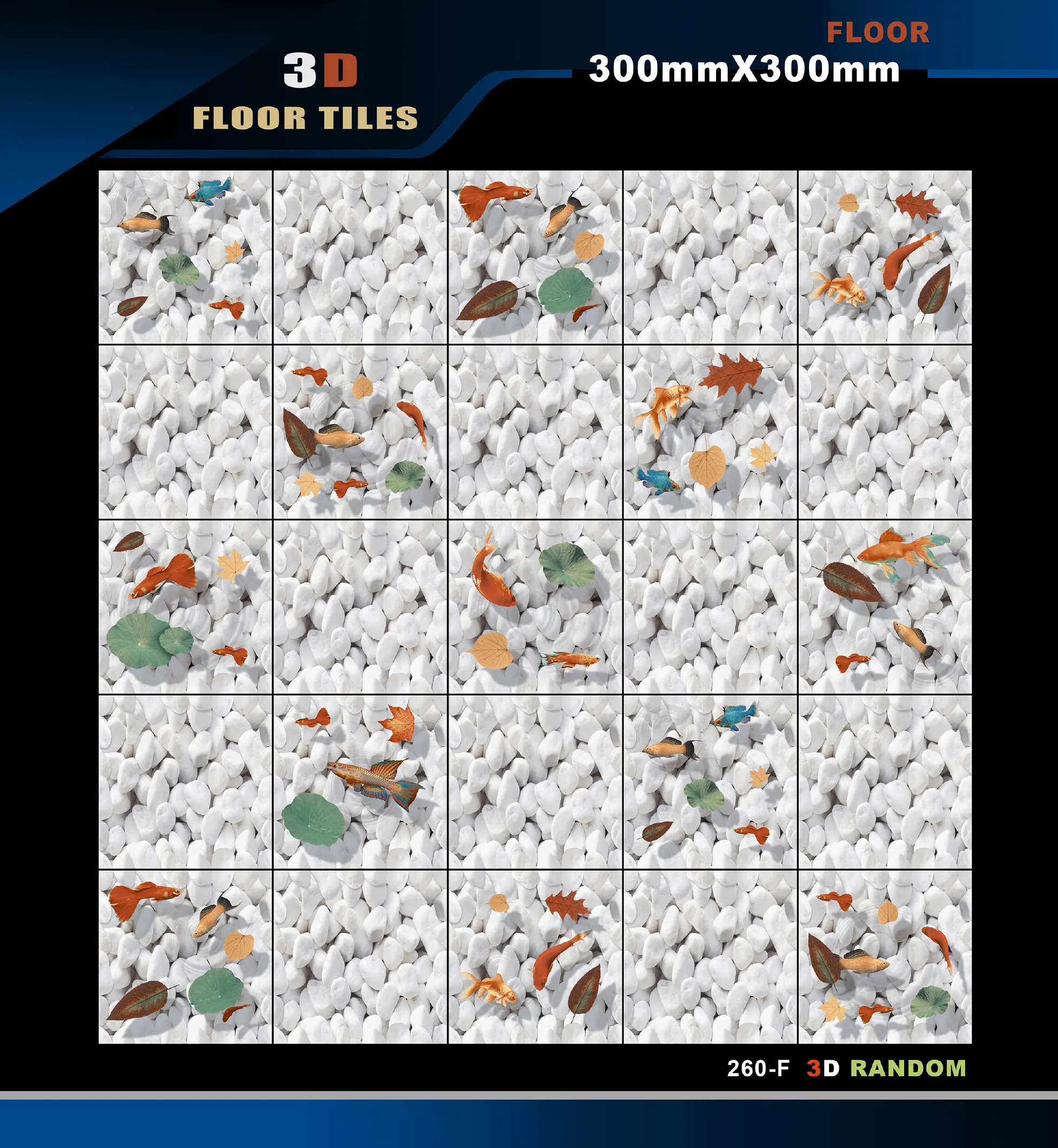 12 X 12 3D Tiles - Design 1 - 300x450mm 3D