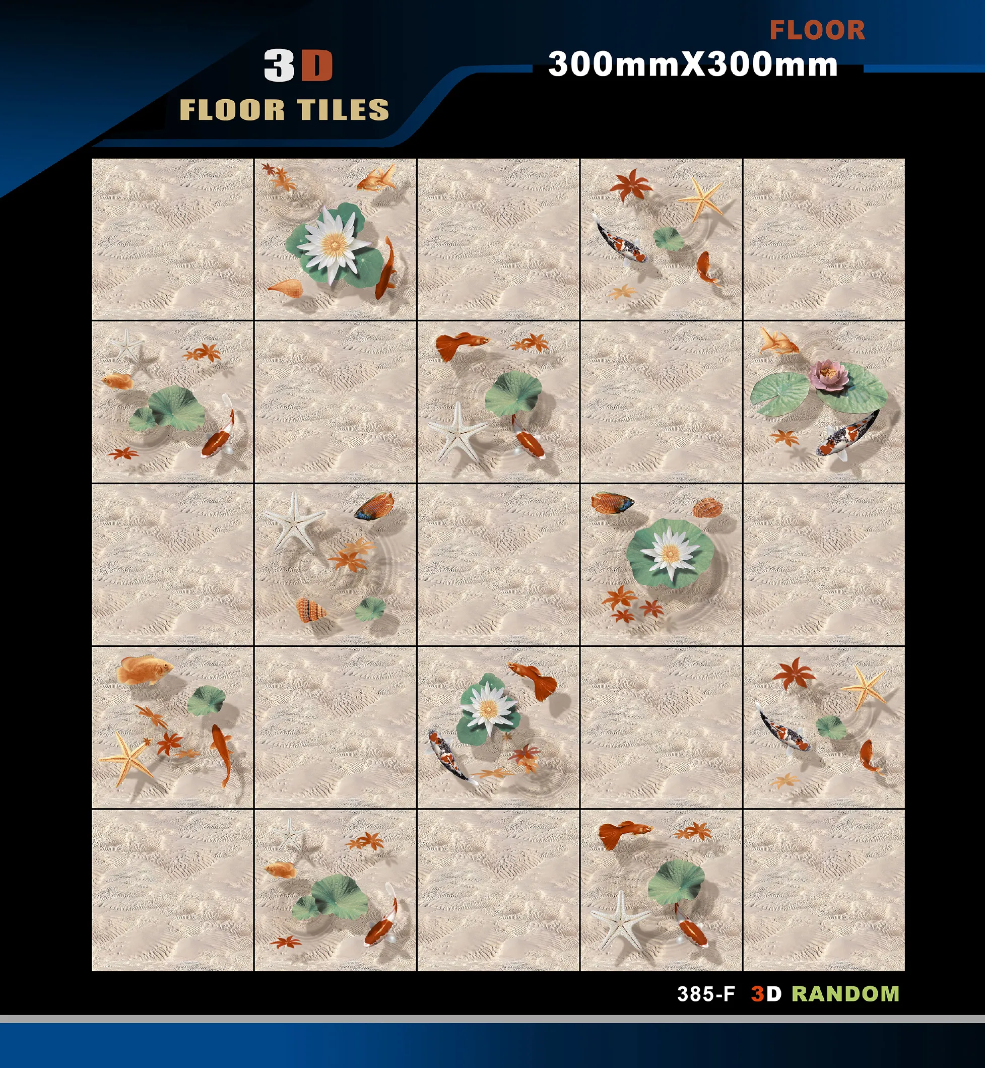 12 X 12 3D Tiles - Design 4 - 300x450mm 3D