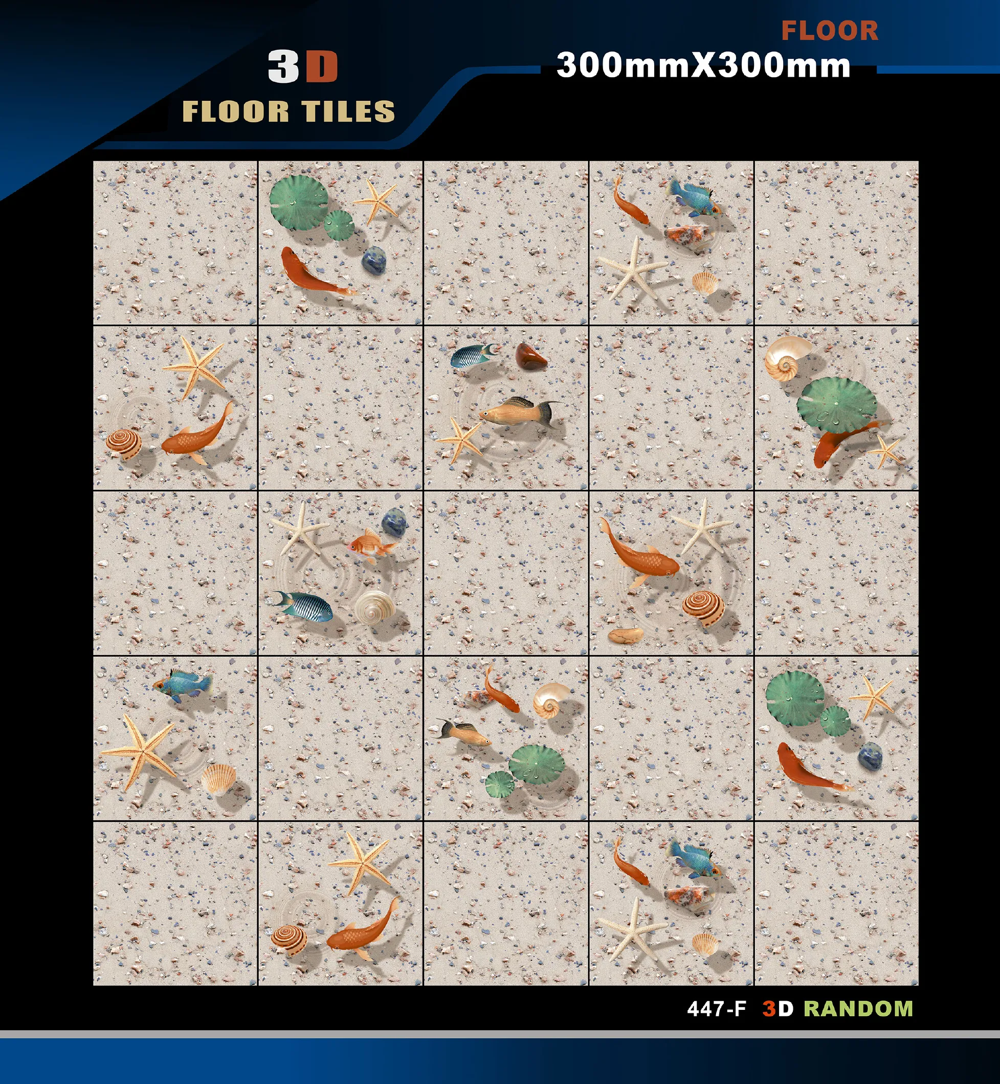 12 X 12 3D Tiles - Design 5 - 300x450mm 3D