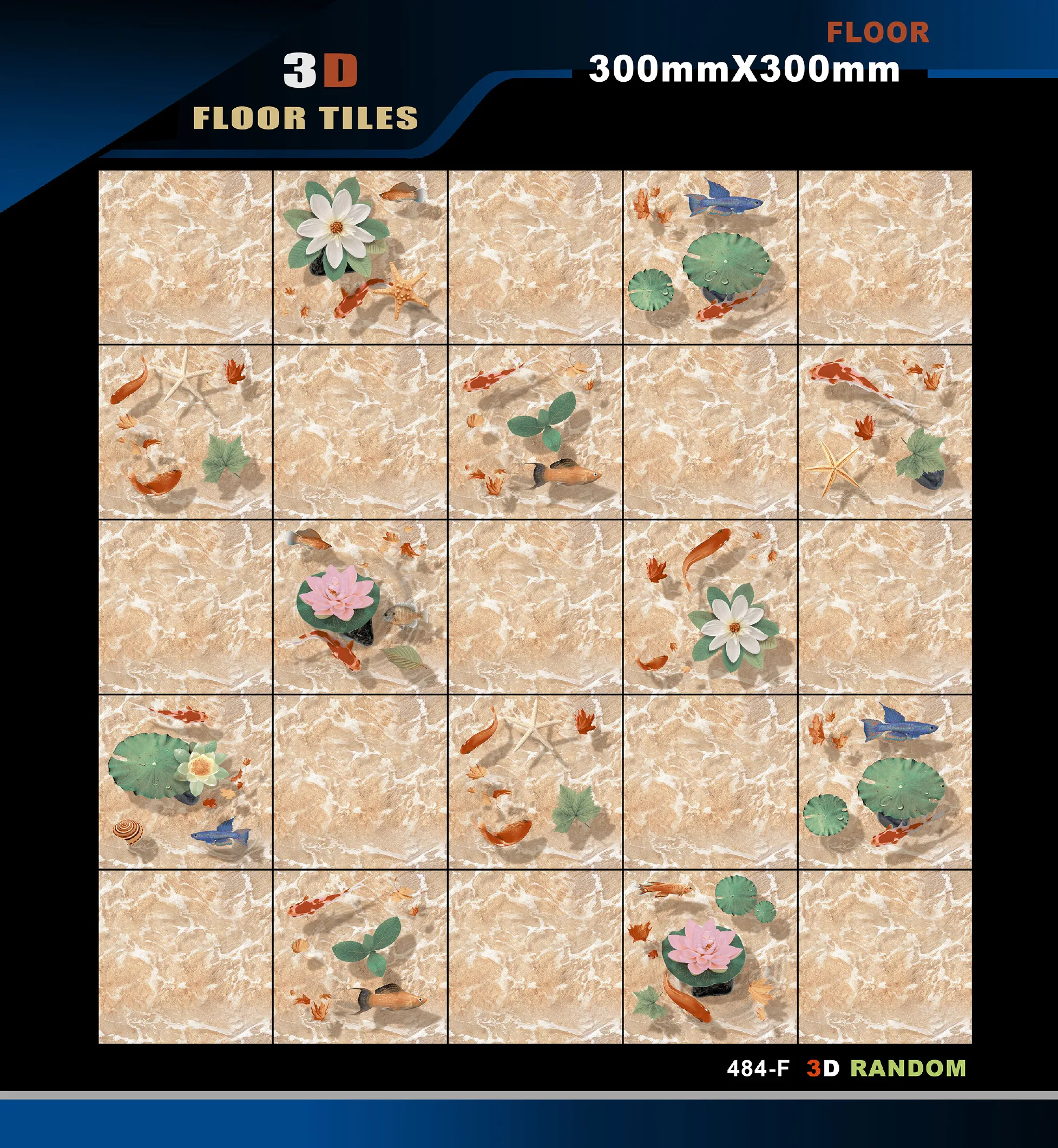 12 X 12 3D Tiles - Design 6 - 300x450mm 3D