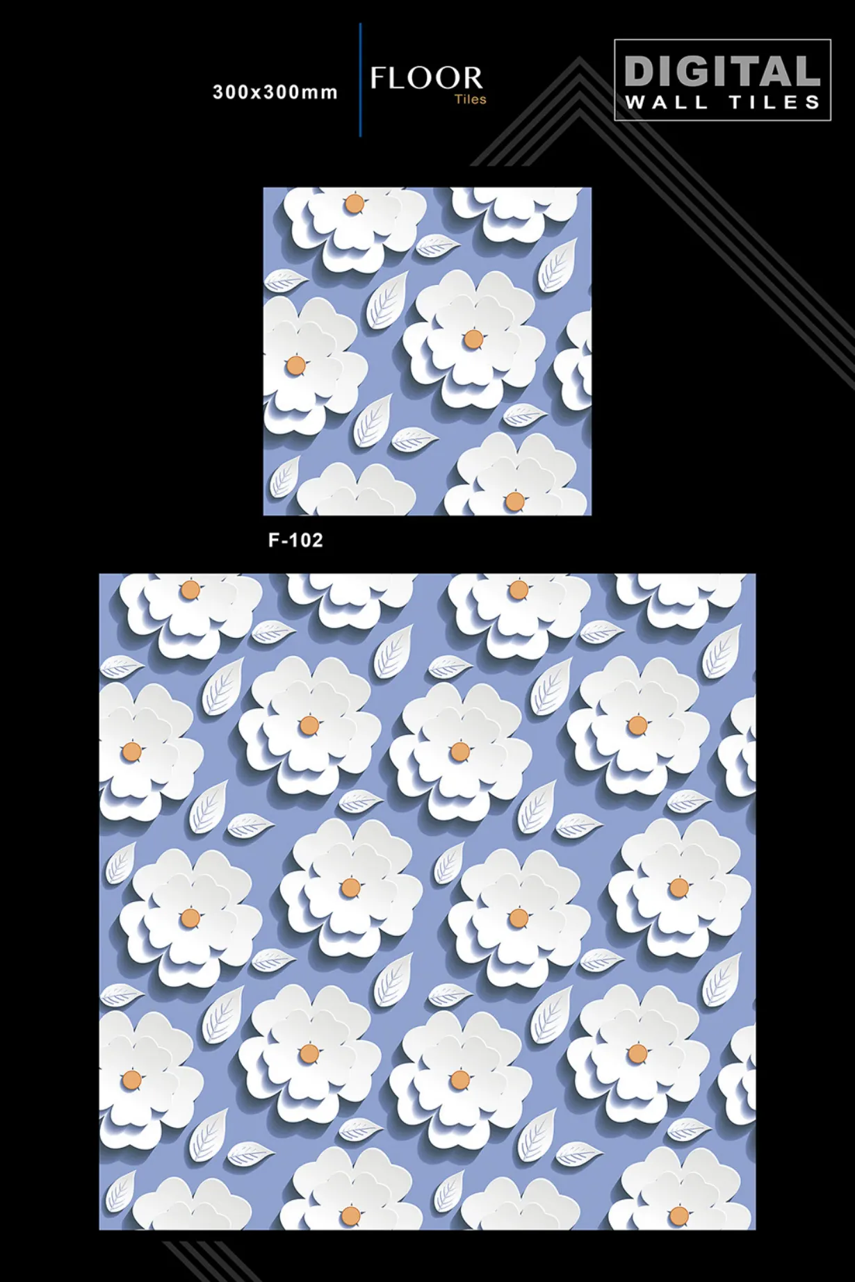 12 X 12 New Floor Tiles - Design 1 - 300x450mm Glossy