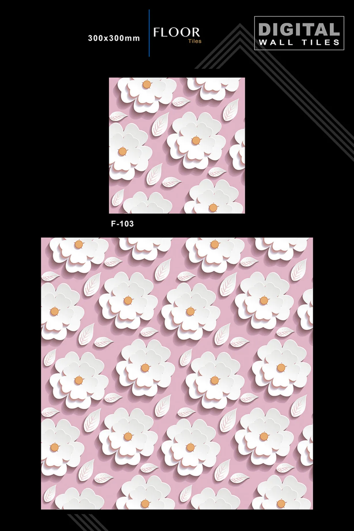 12 X 12 New Floor Tiles - Design 2 - 300x450mm Glossy