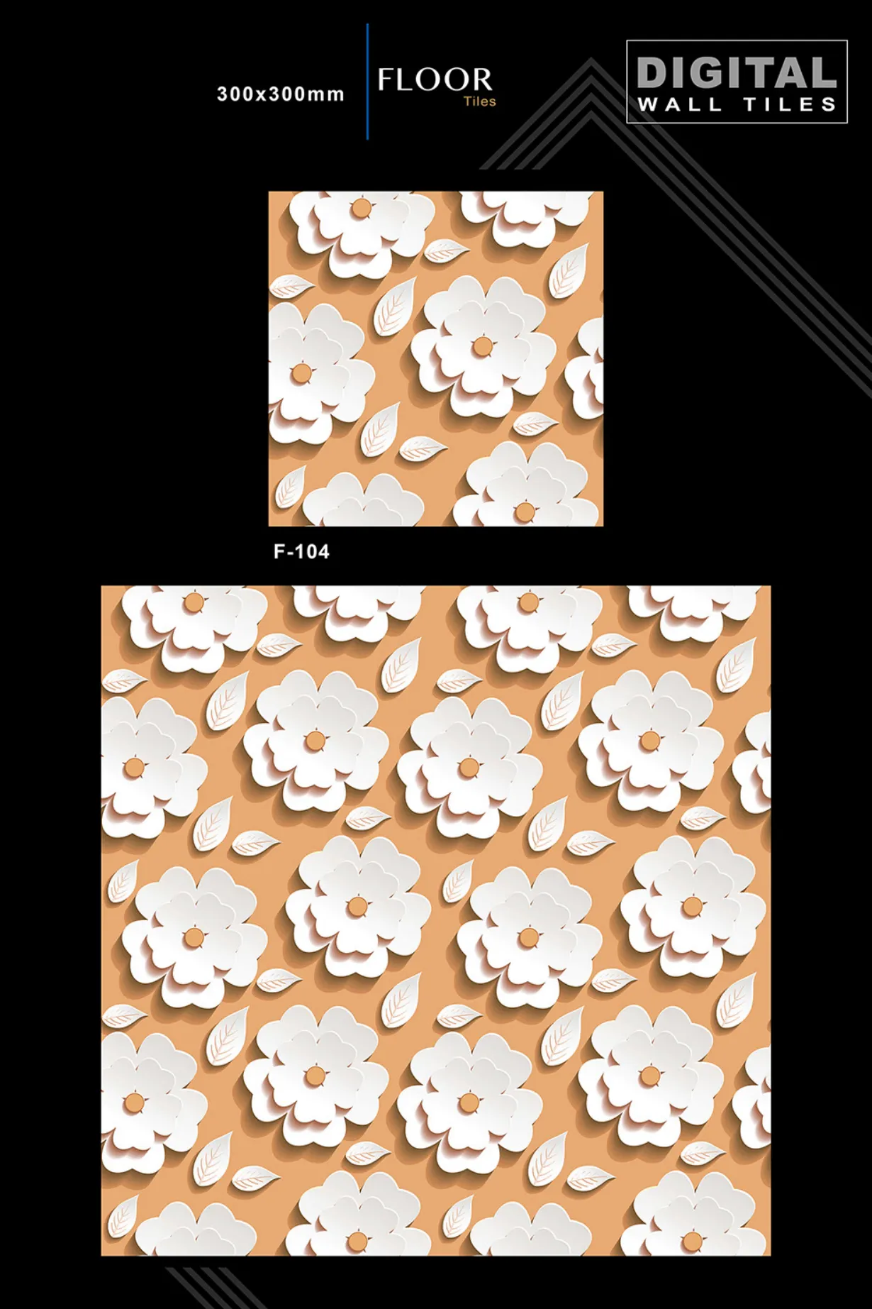 12 X 12 New Floor Tiles - Design 3 - 300x450mm Glossy