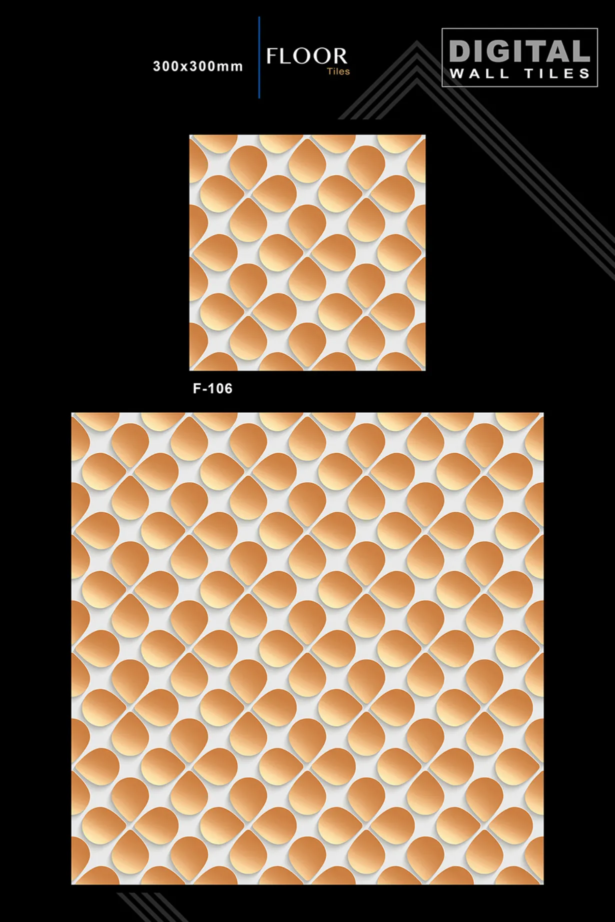 12 X 12 New Floor Tiles - Design 5 - 300x450mm Glossy