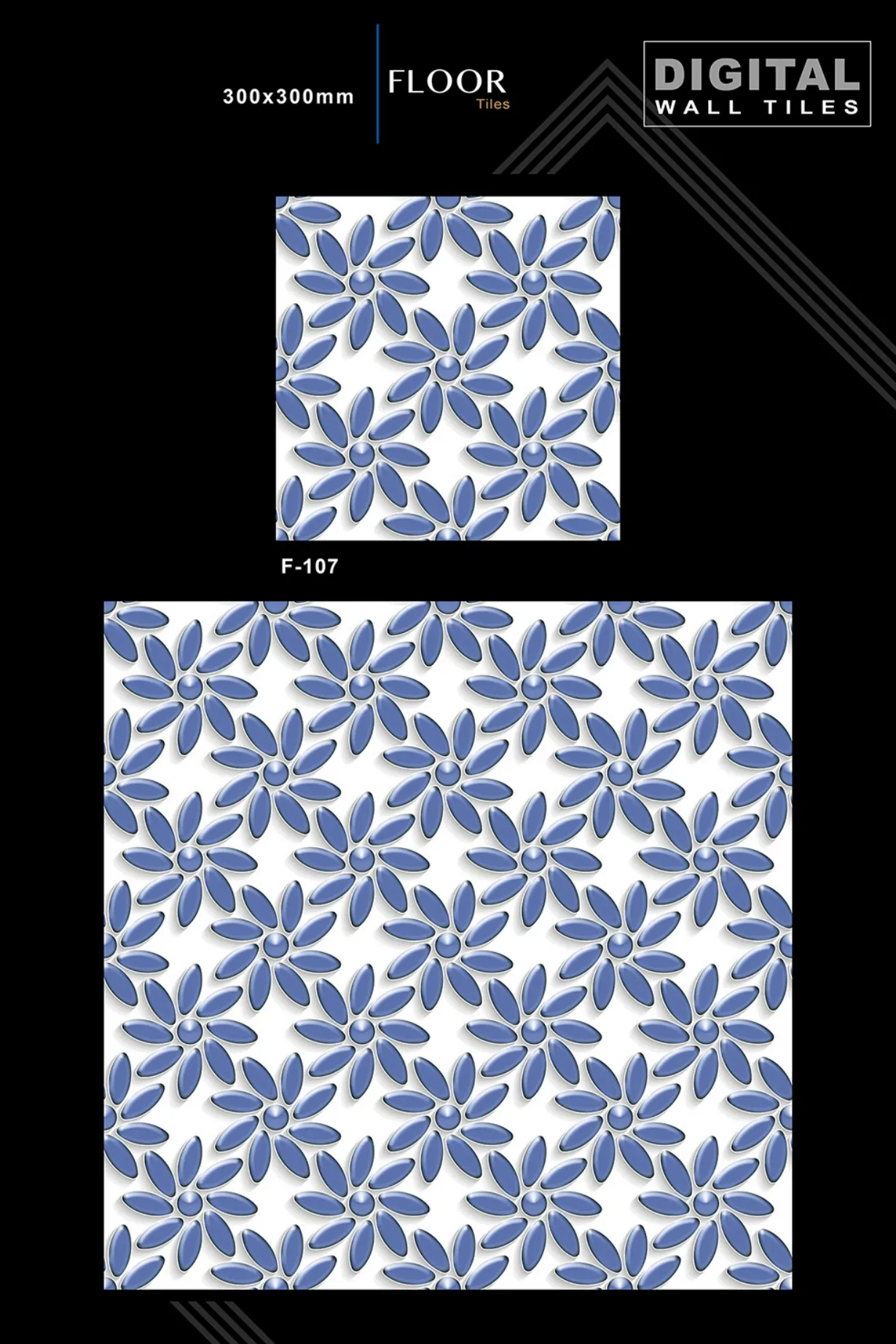12 X 12 New Floor Tiles - Design 6 - 300x450mm Glossy