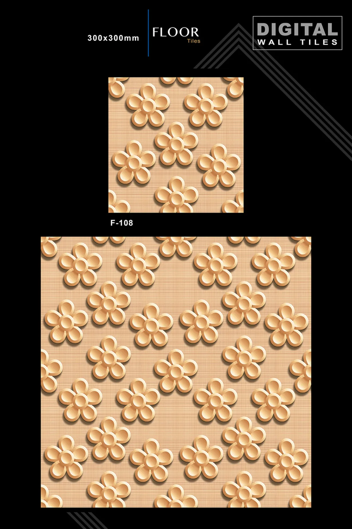 12 X 12 New Floor Tiles - Design 7 - 300x450mm Glossy