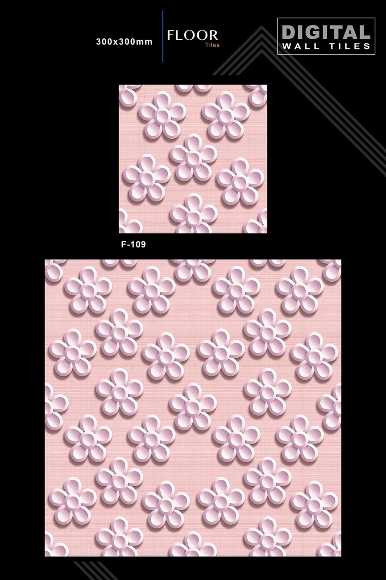 12 X 12 New Floor Tiles - Design 8 - 300x450mm Glossy