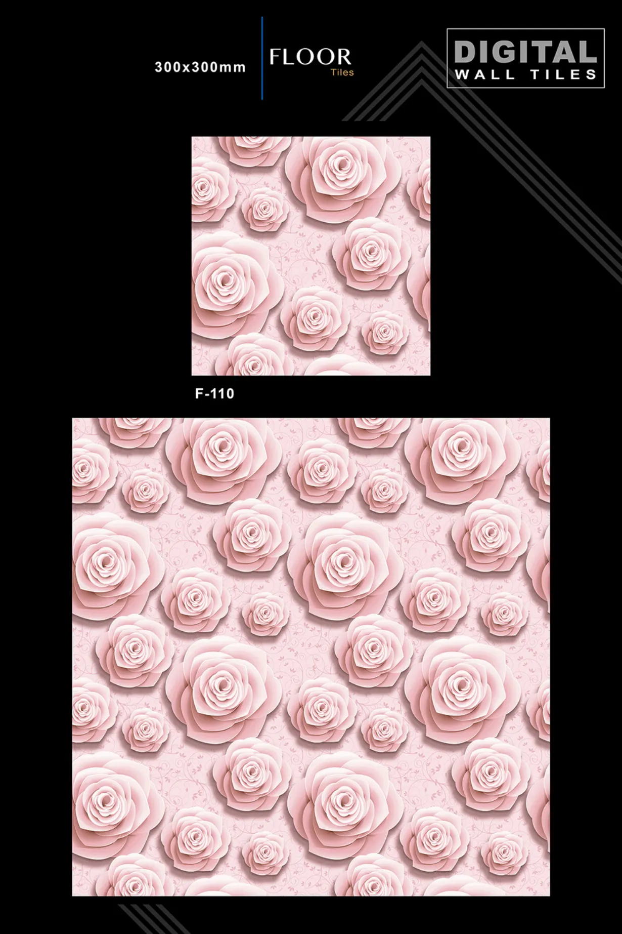 12 X 12 New Floor Tiles - Design 9 - 300x450mm Glossy
