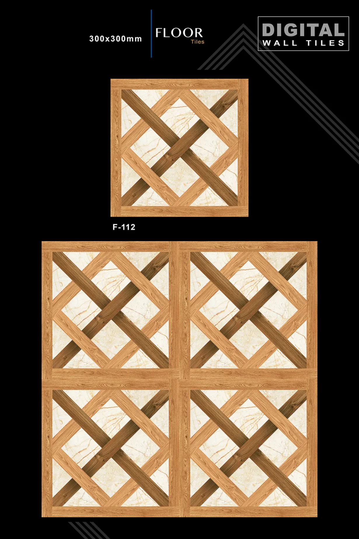 12 X 12 New Floor Tiles - Design 11 - 300x450mm Glossy