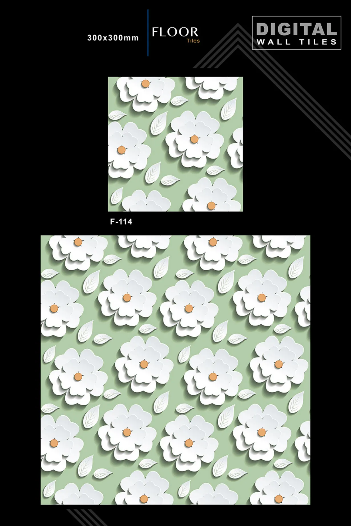 12 X 12 New Floor Tiles - Design 13 - 300x450mm Glossy
