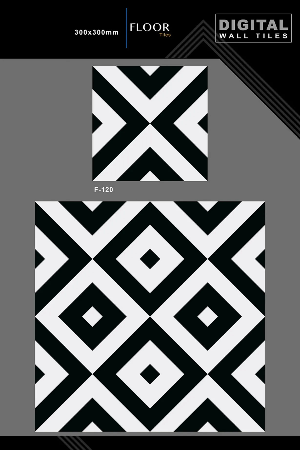 12 X 12 New Floor Tiles - Design 19 - 300x450mm Glossy