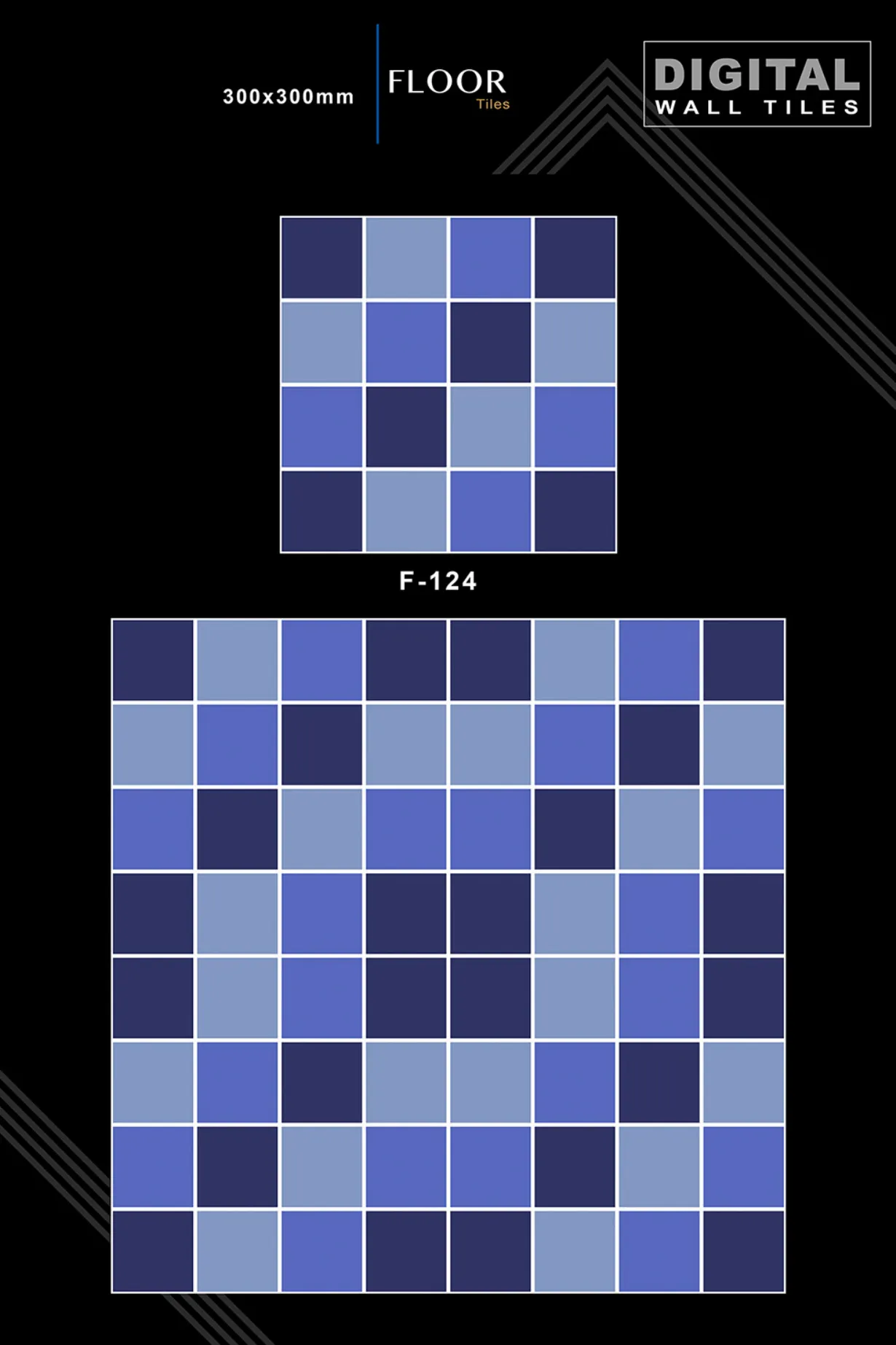 12 X 12 New Floor Tiles - Design 23 - 300x450mm Glossy