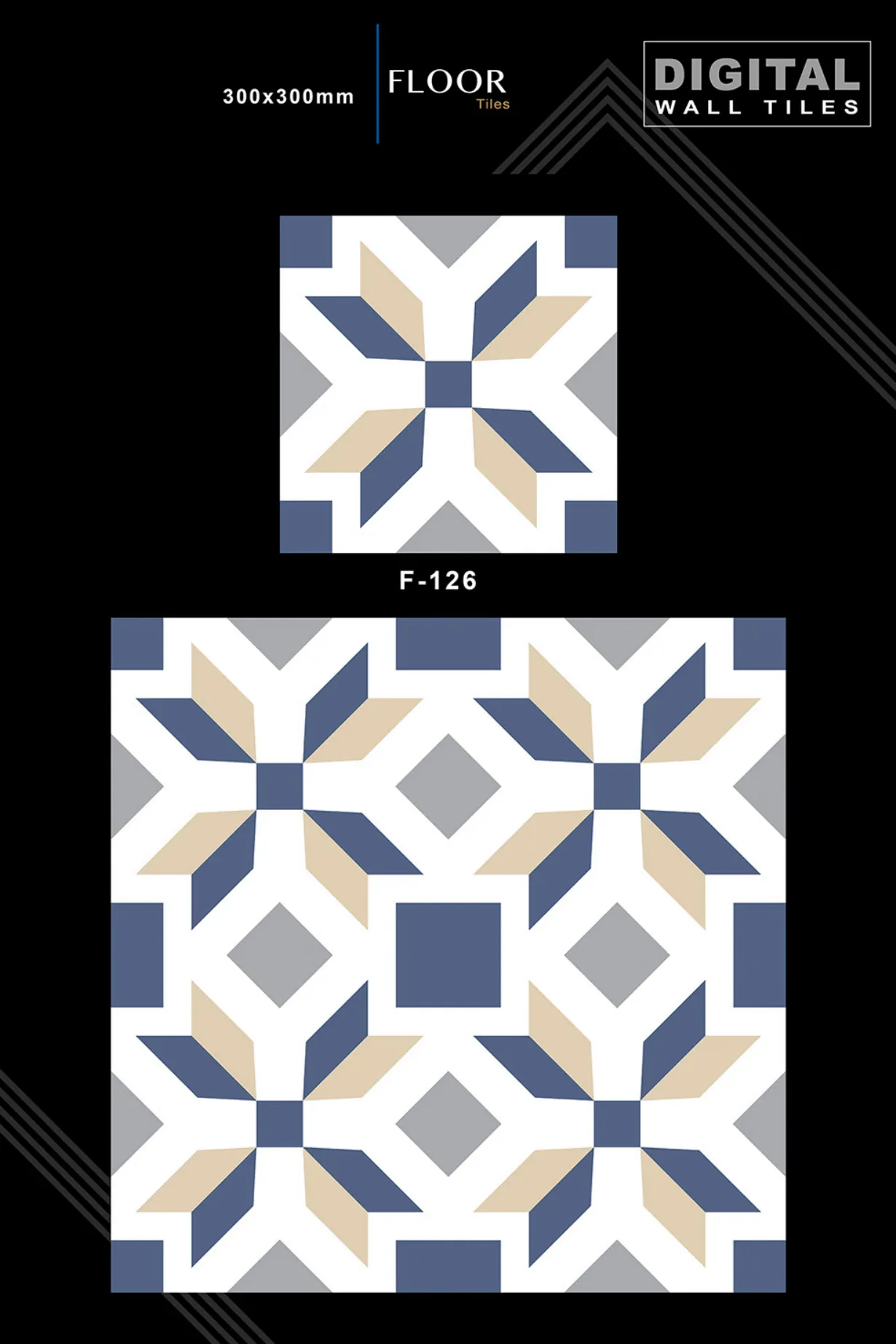 12 X 12 New Floor Tiles - Design 25 - 300x450mm Glossy