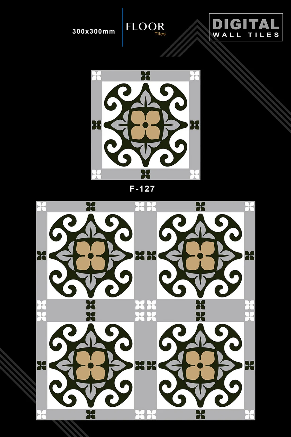 12 X 12 New Floor Tiles - Design 26 - 300x450mm Glossy
