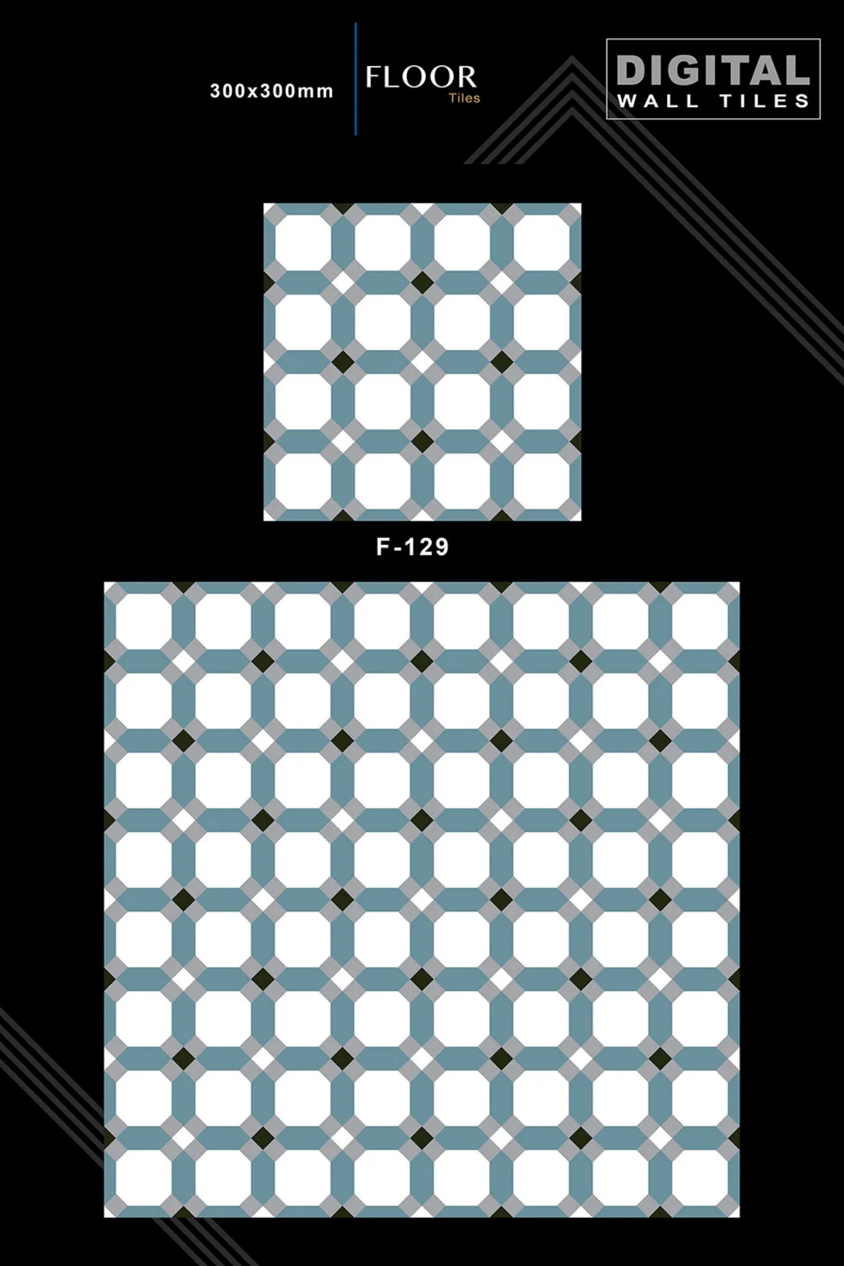 12 X 12 New Floor Tiles - Design 28 - 300x450mm Glossy