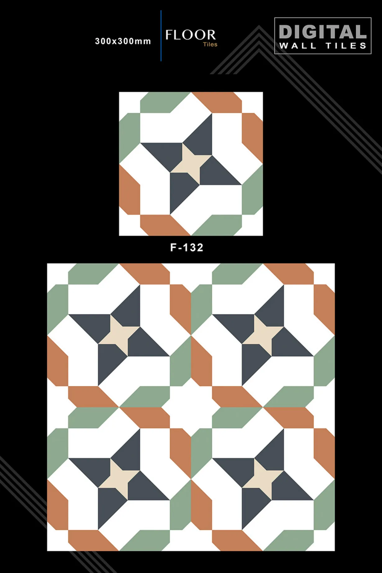 12 X 12 New Floor Tiles - Design 31 - 300x450mm Glossy