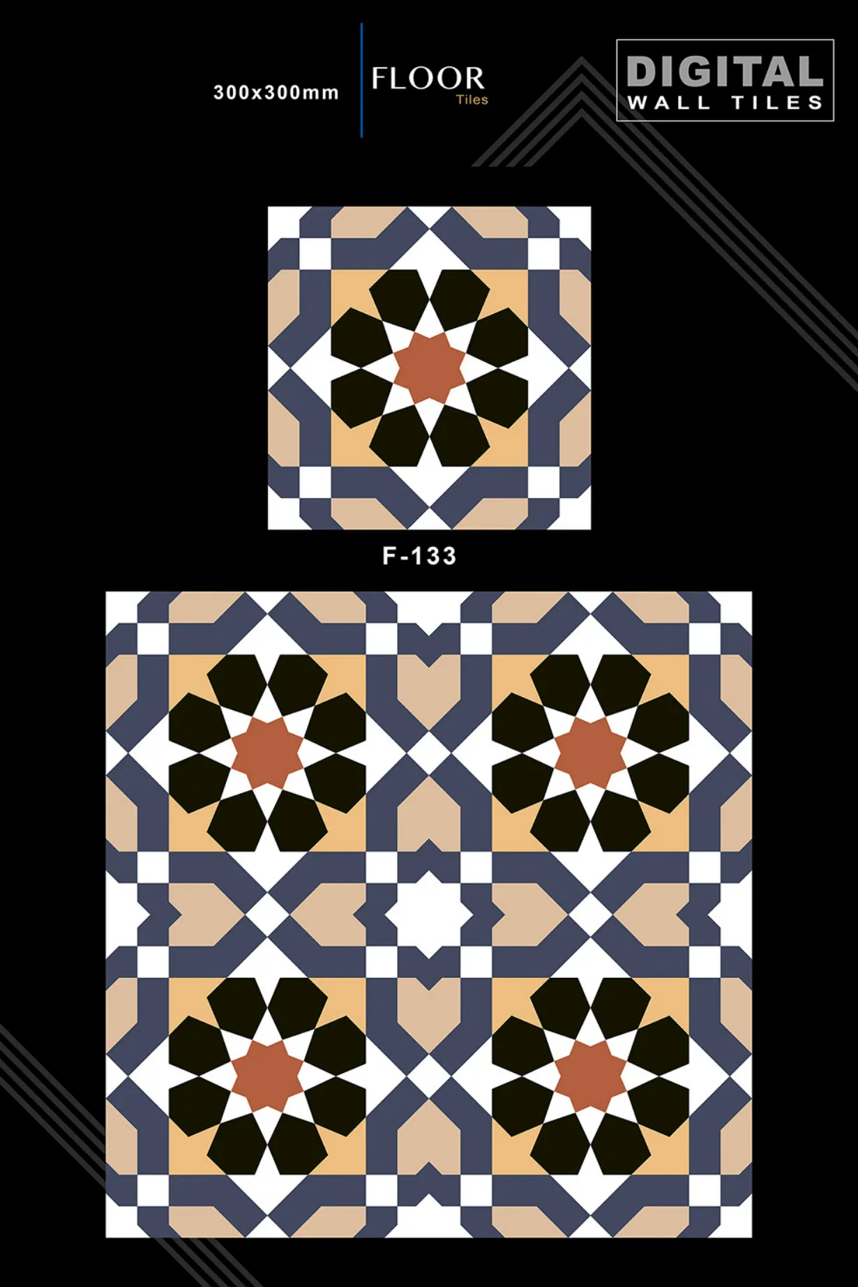 12 X 12 New Floor Tiles - Design 32 - 300x450mm Glossy
