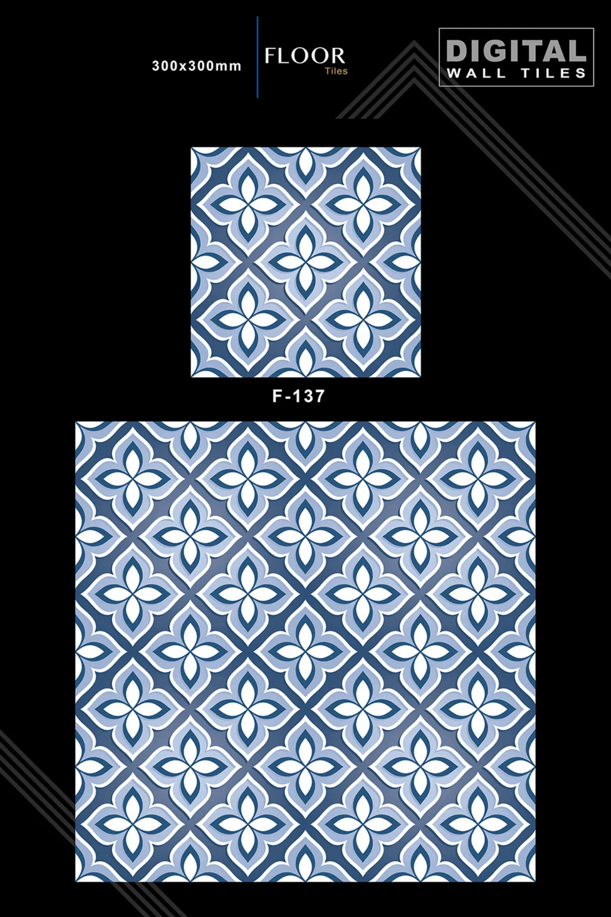 12 X 12 New Floor Tiles - Design 36 - 300x450mm Glossy