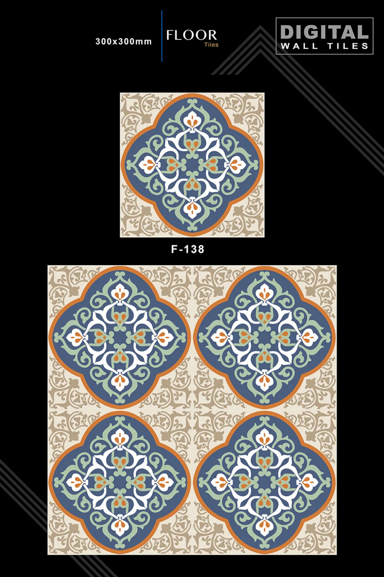 12 X 12 New Floor Tiles - Design 37 - 300x450mm Glossy