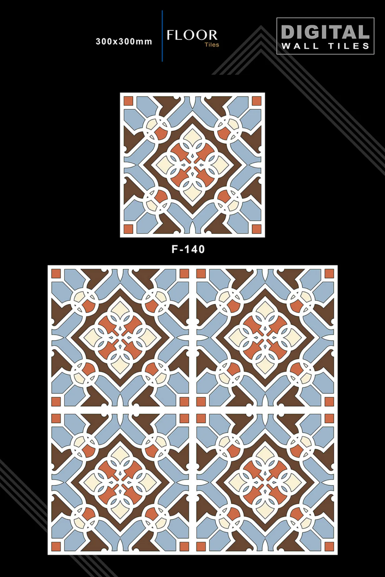 12 X 12 New Floor Tiles - Design 39 - 300x450mm Glossy