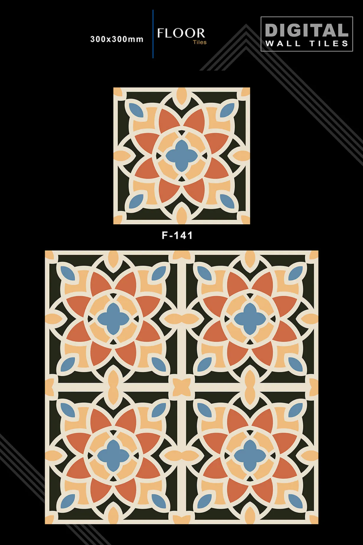 12 X 12 New Floor Tiles - Design 40 - 300x450mm Glossy