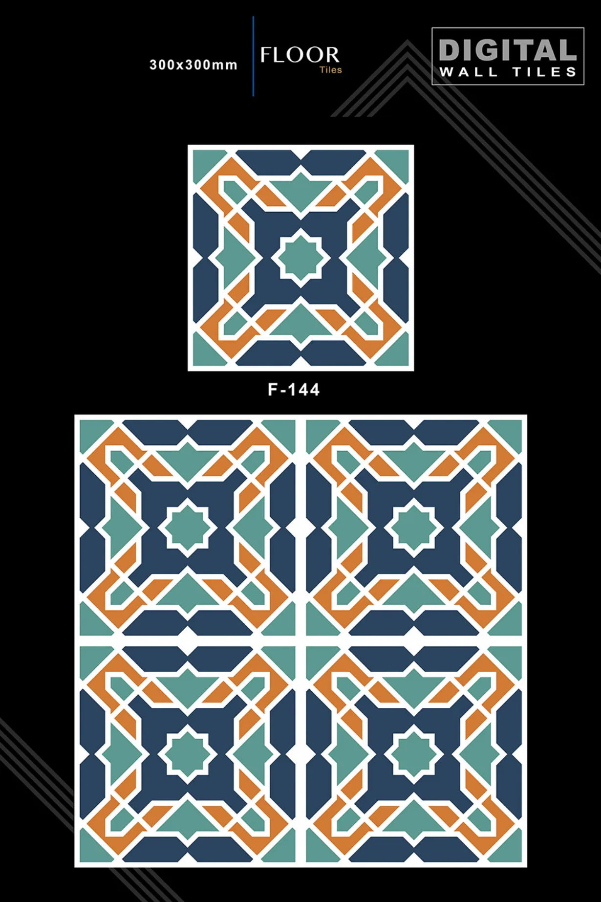 12 X 12 New Floor Tiles - Design 43 - 300x450mm Glossy
