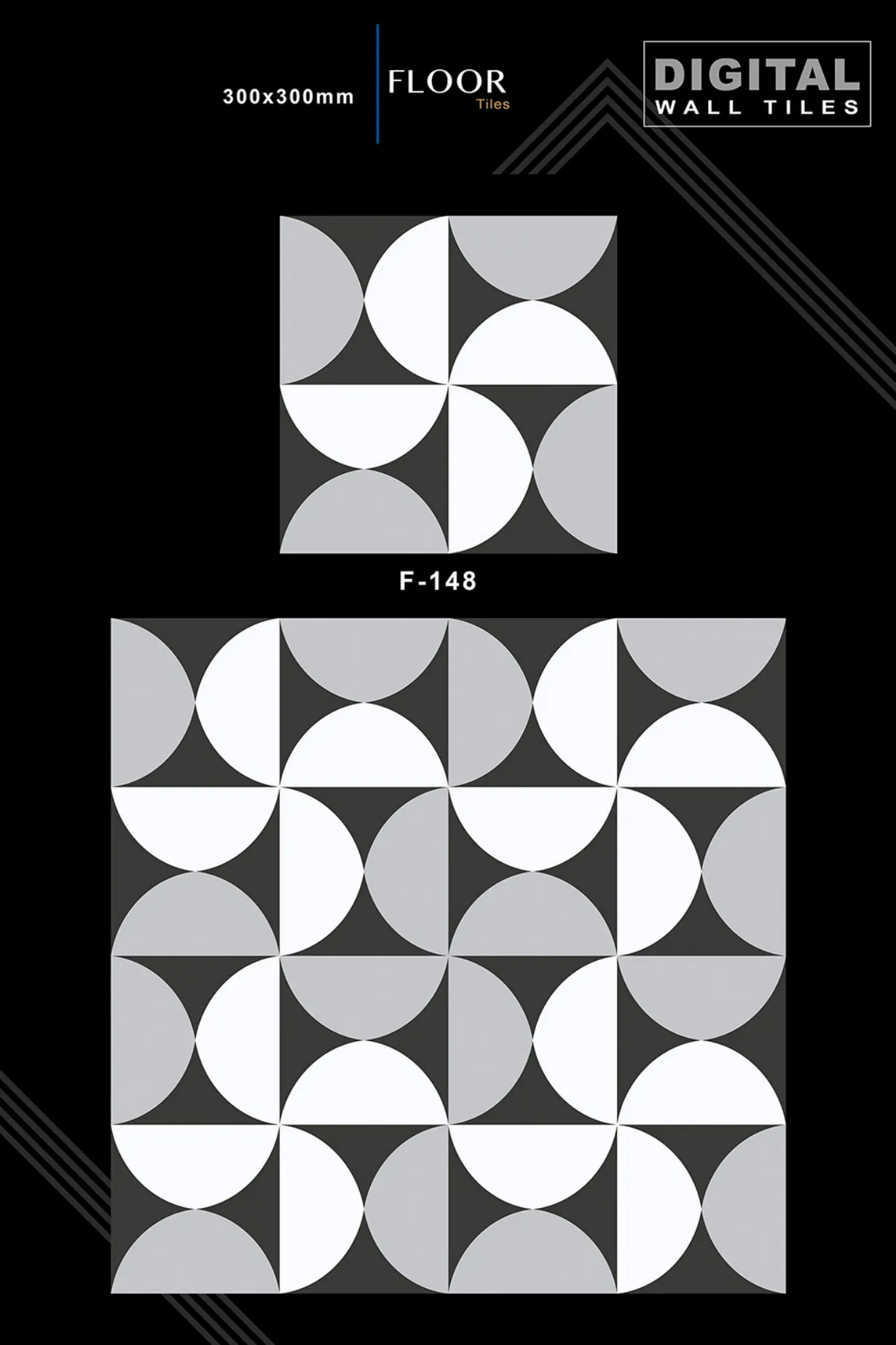 12 X 12 New Floor Tiles - Design 47 - 300x450mm Glossy