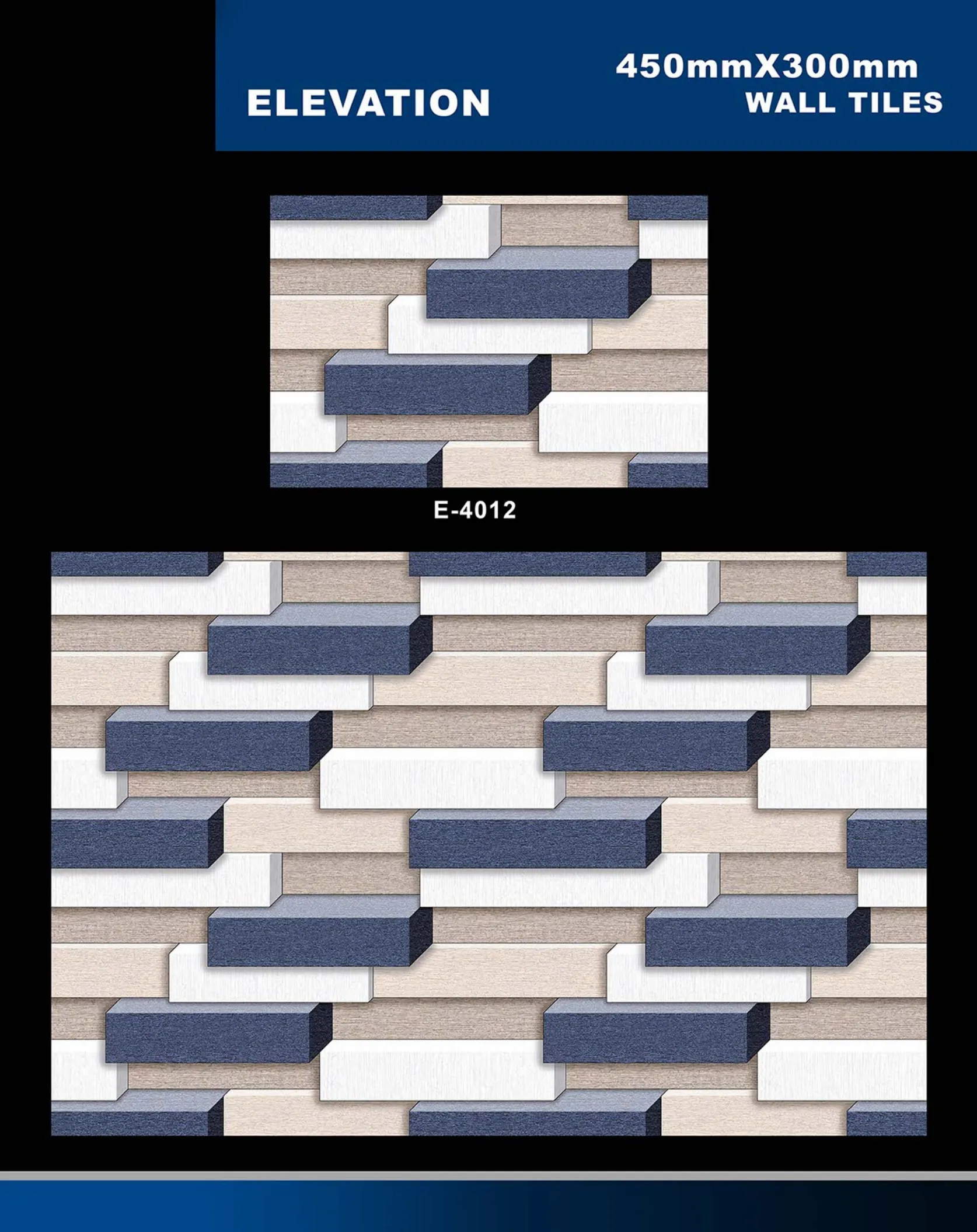 12 X 18 Elevation E 4011 To E 5330 - Design 1 - 300x450mm Elevation