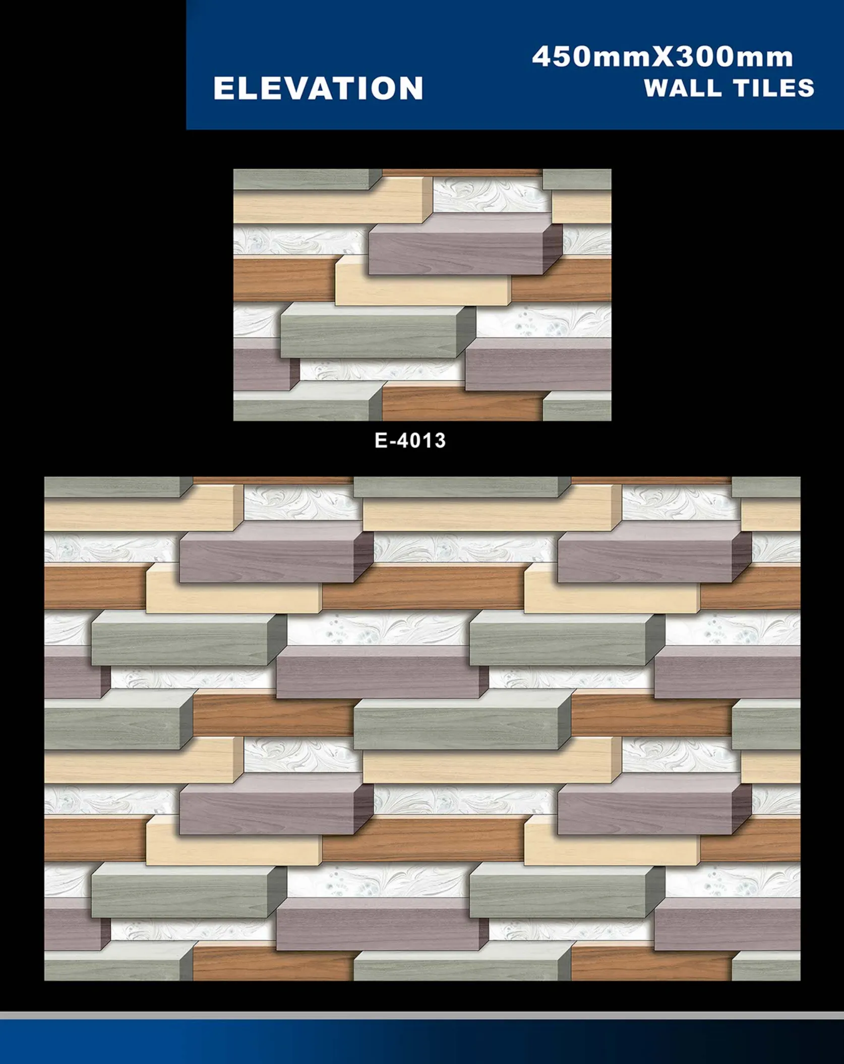 12 X 18 Elevation E 4011 To E 5330 - Design 2 - 300x450mm Elevation