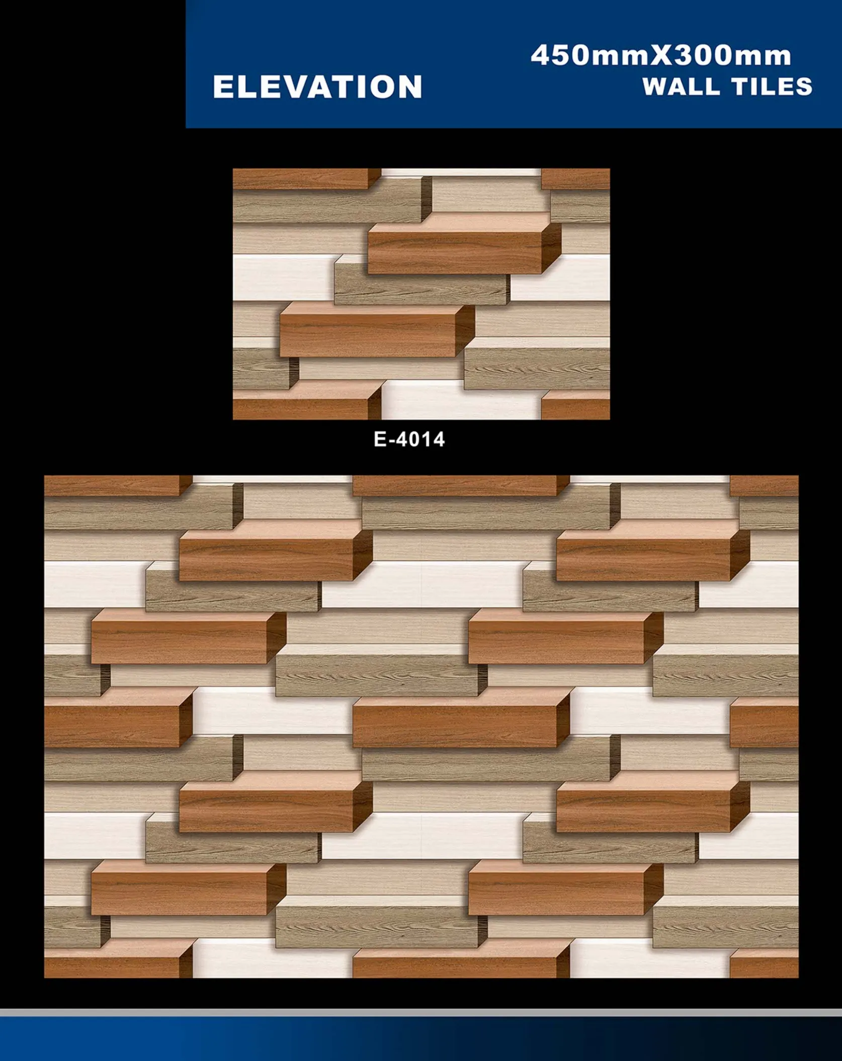 12 X 18 Elevation E 4011 To E 5330 - Design 3 - 300x450mm Elevation