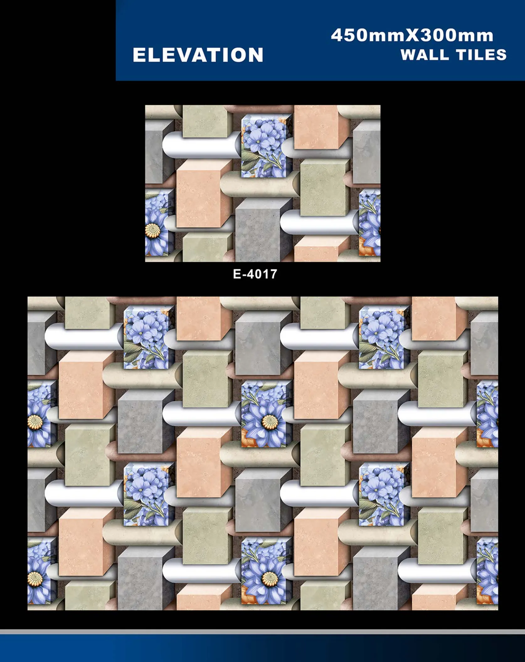 12 X 18 Elevation E 4011 To E 5330 - Design 6 - 300x450mm Elevation