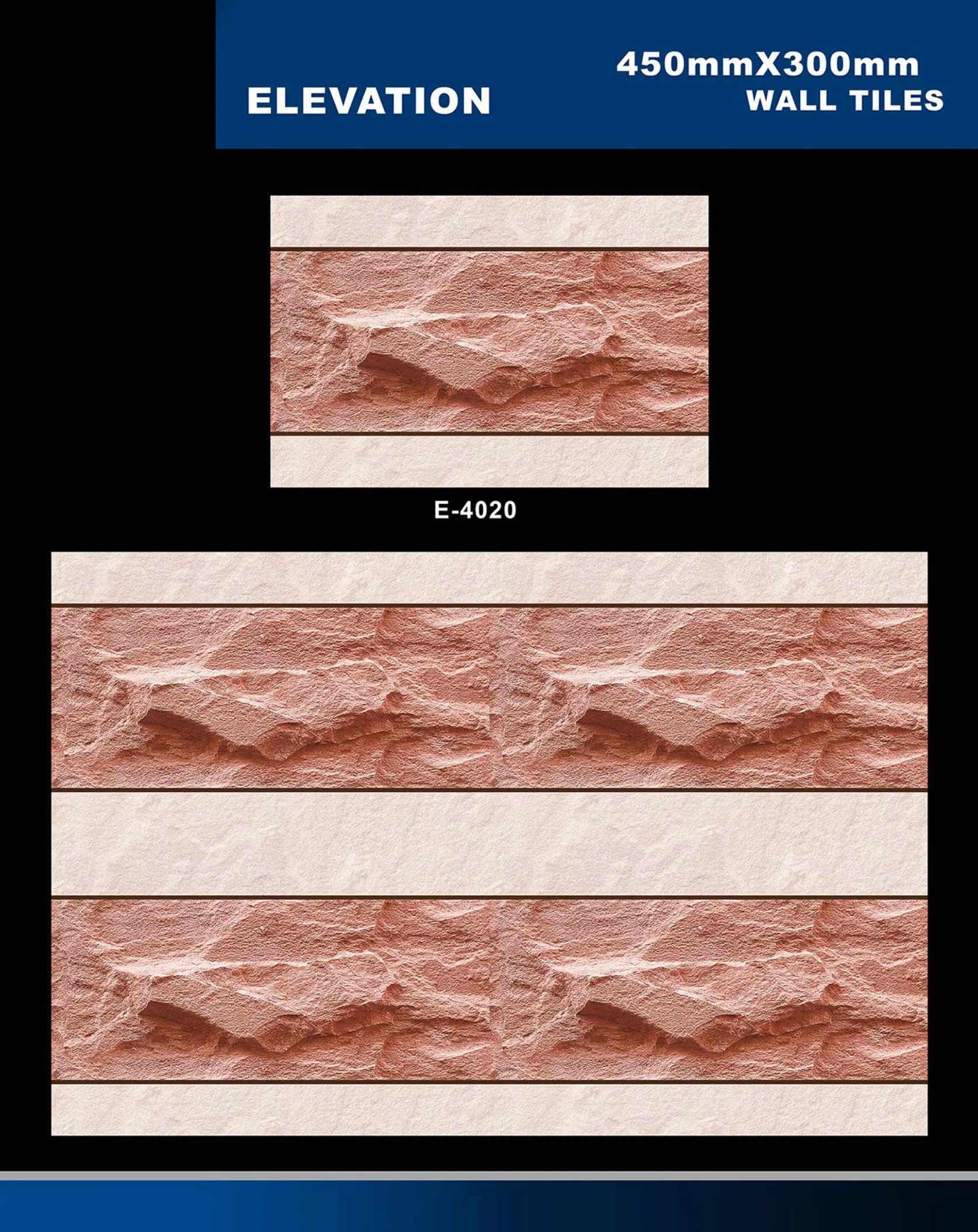 12 X 18 Elevation E 4011 To E 5330 - Design 9 - 300x450mm Elevation