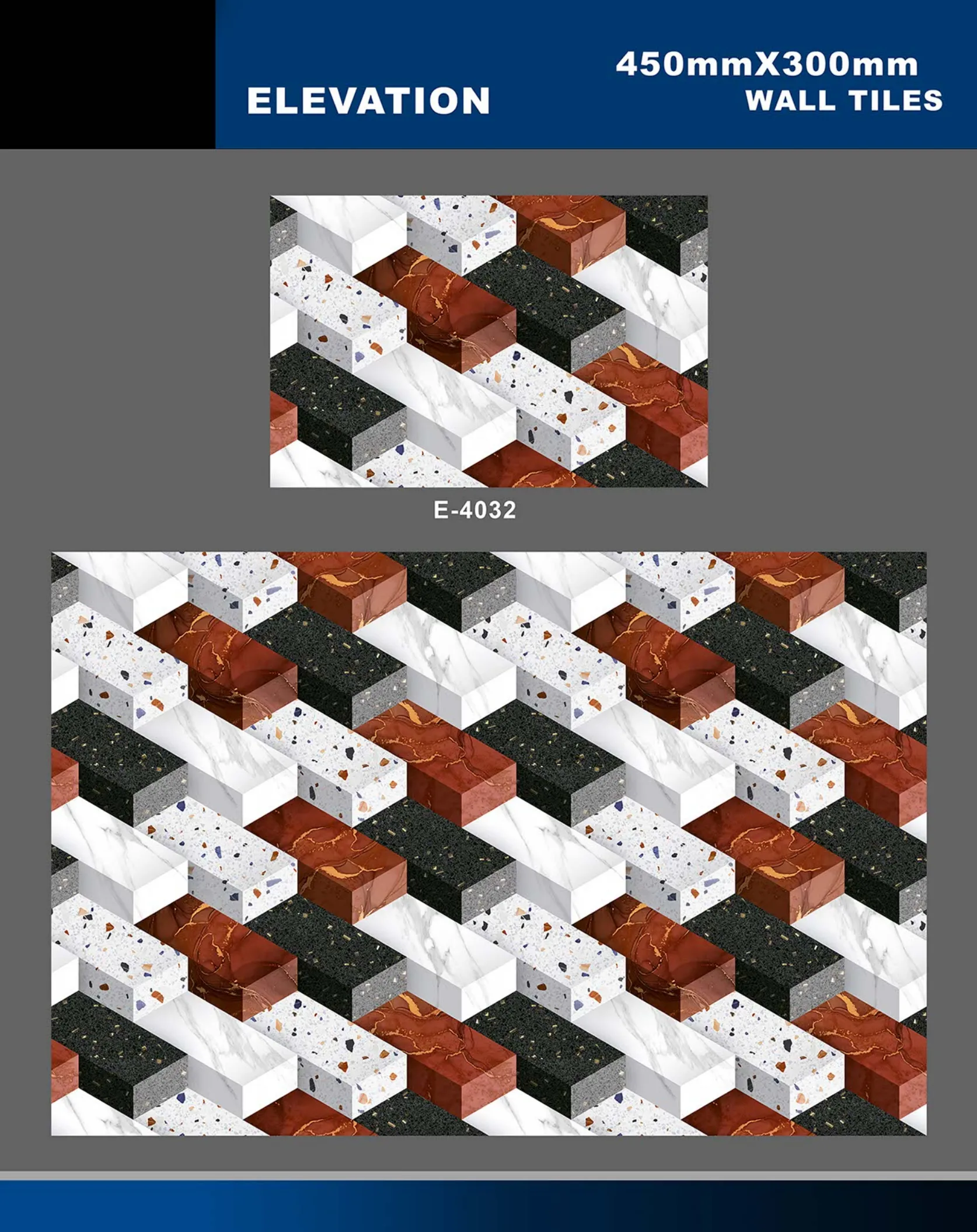 12 X 18 Elevation E 4011 To E 5330 - Design 21 - 300x450mm Elevation
