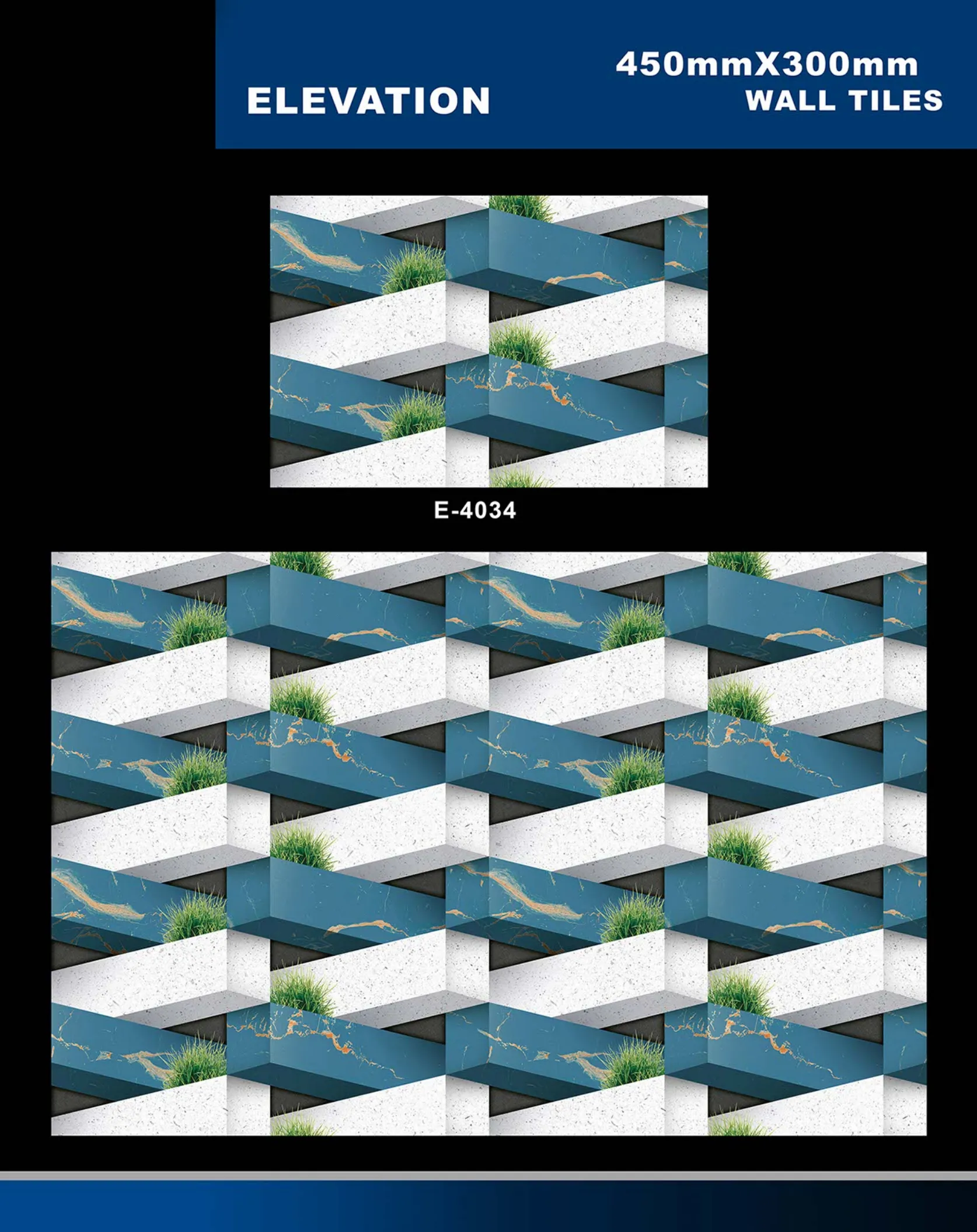 12 X 18 Elevation E 4011 To E 5330 - Design 23 - 300x450mm Elevation