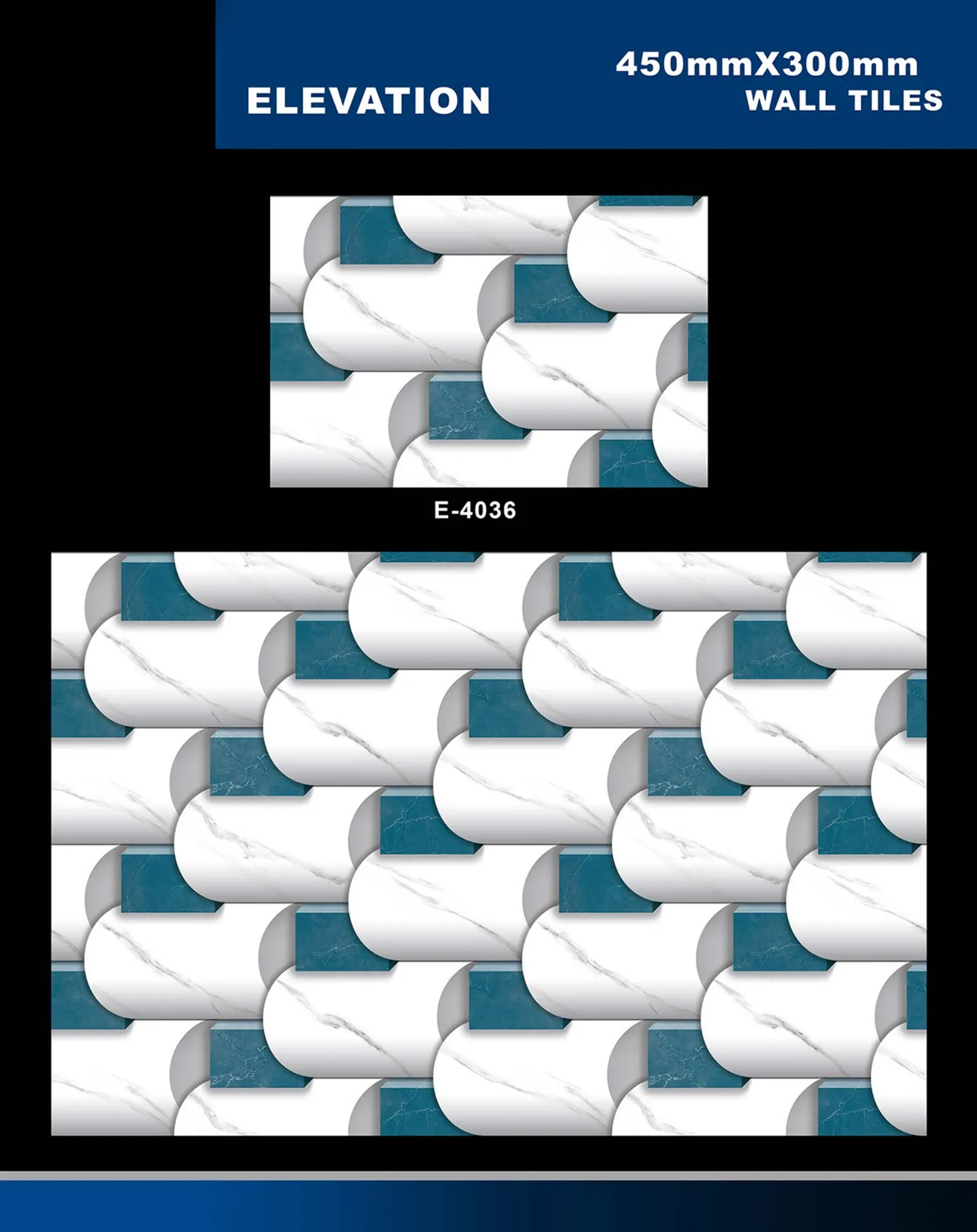 12 X 18 Elevation E 4011 To E 5330 - Design 25 - 300x450mm Elevation