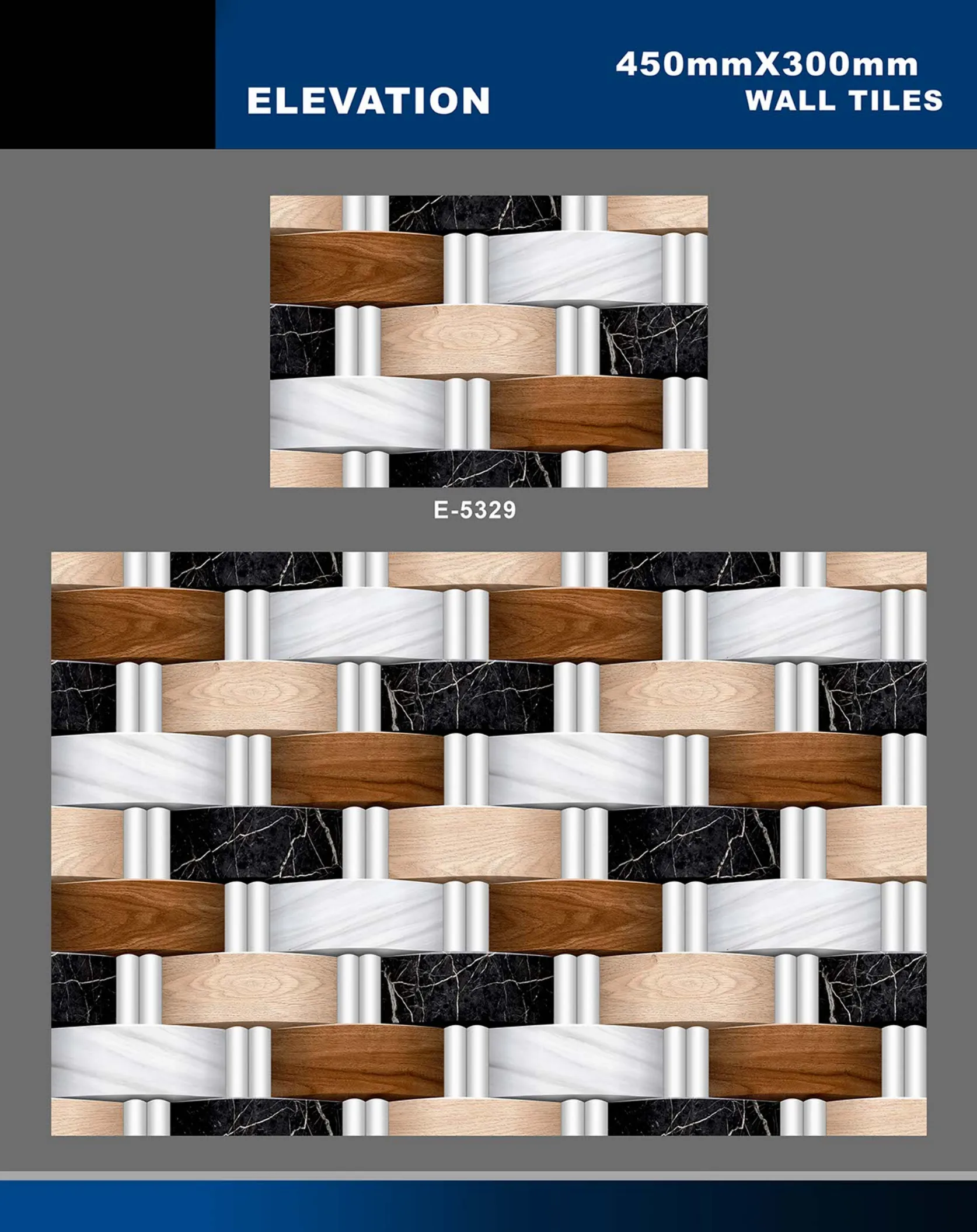 12 X 18 Elevation E 4011 To E 5330 - Design 63 - 300x450mm Elevation