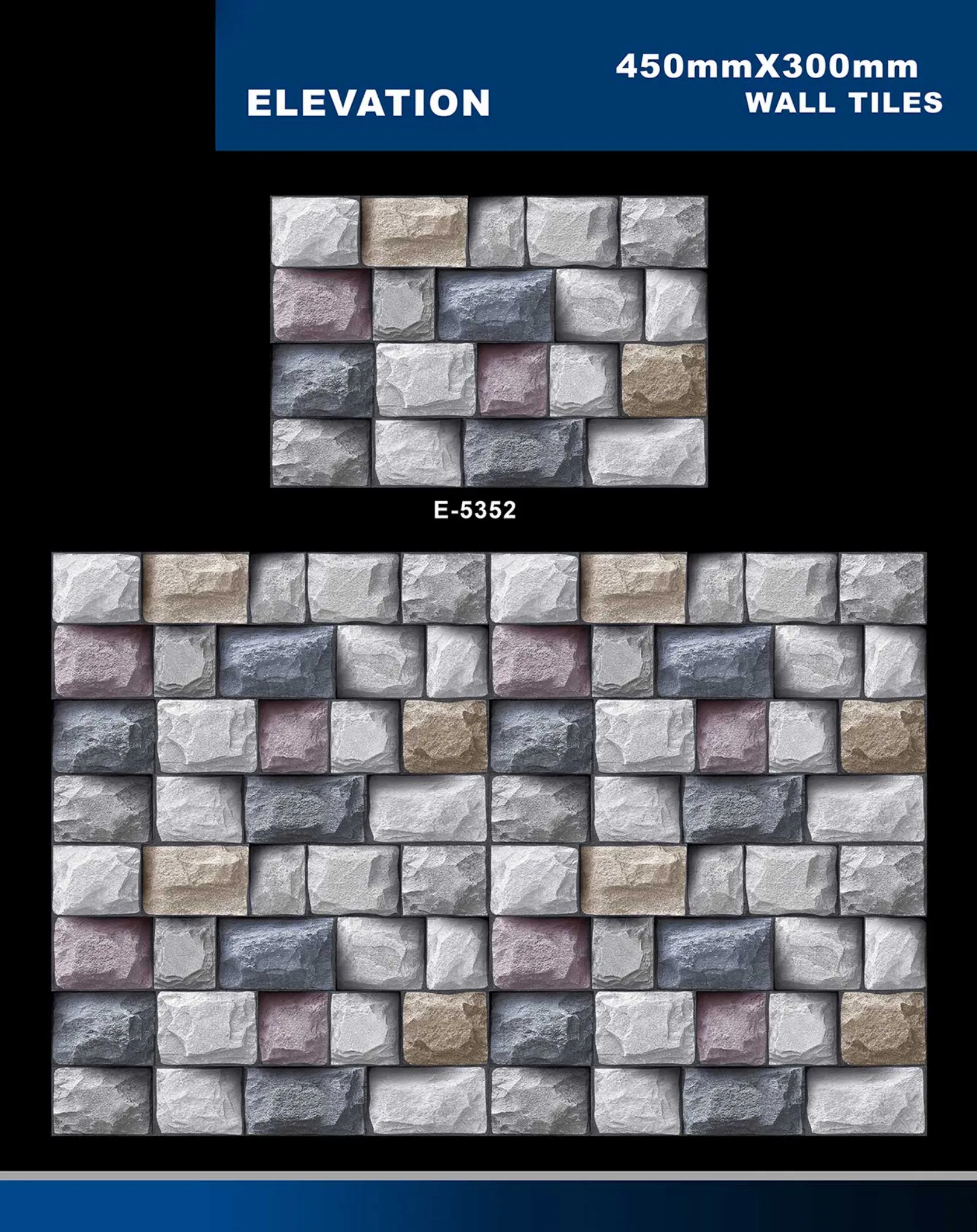 12 X 18 Elevation E 5331 To E 5631 - Design 3 - 300x450mm Elevation