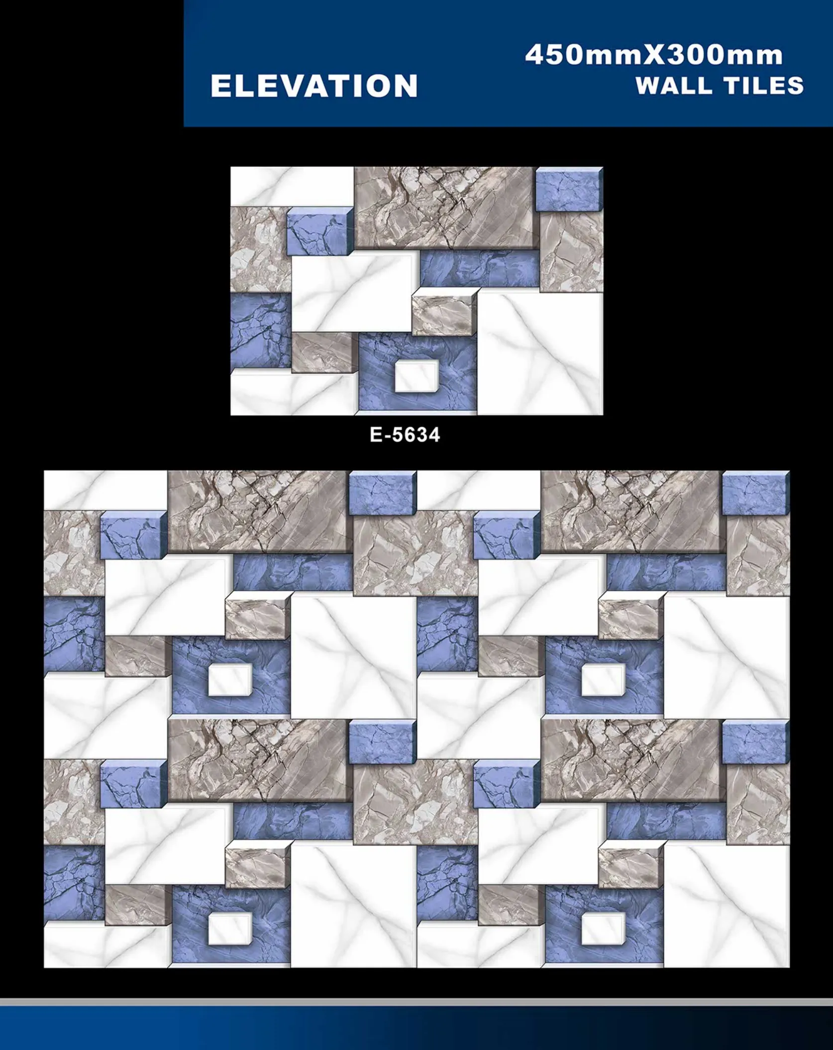 12 X 18 Elevation E 5632 To E 5855 - Design 2 - 300x450mm Elevation