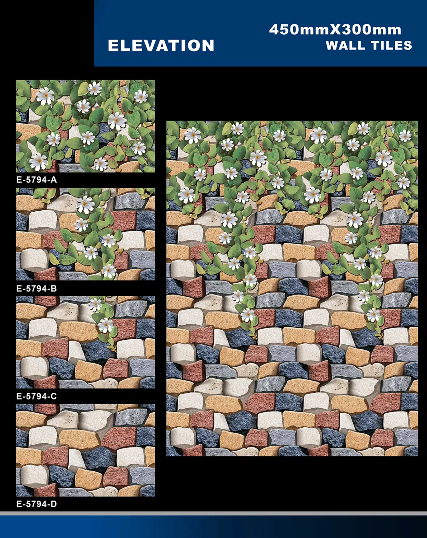 12 X 18 Elevation E 5632 To E 5855 - Design 50 - 300x450mm Elevation