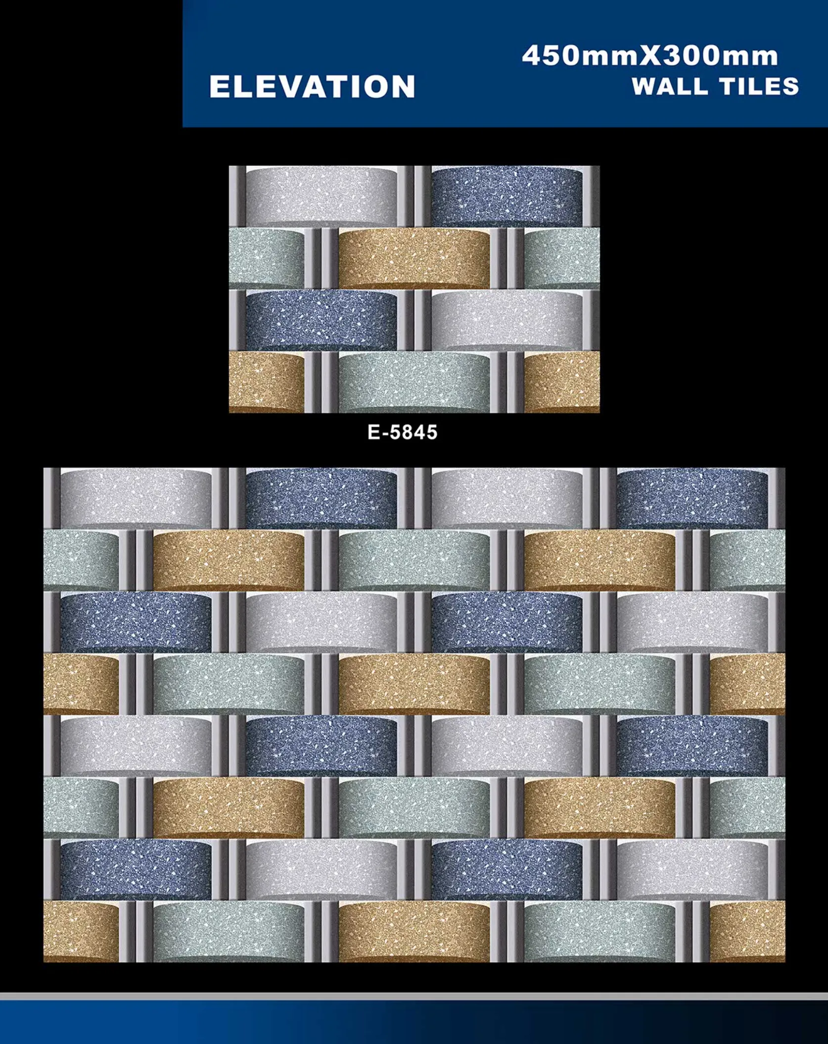 12 X 18 Elevation E 5632 To E 5855 - Design 55 - 300x450mm Elevation