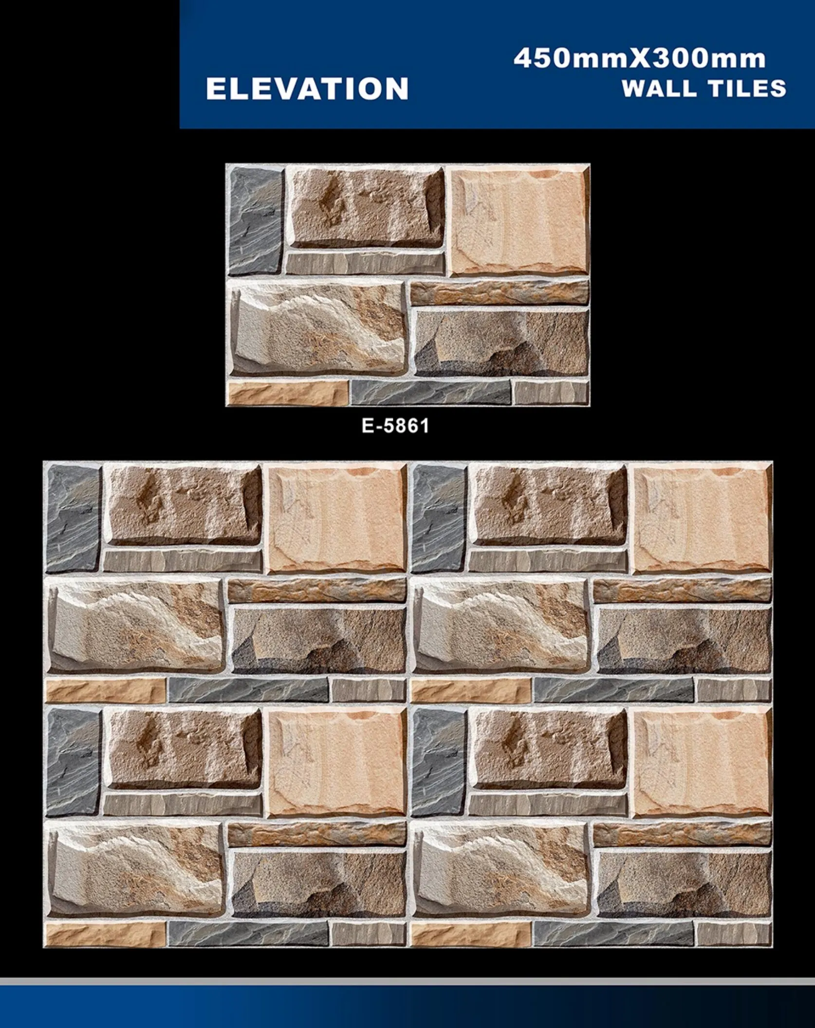 12 X 18 Elevation E 5856 To E 5995 - Design 5 - 300x450mm Elevation