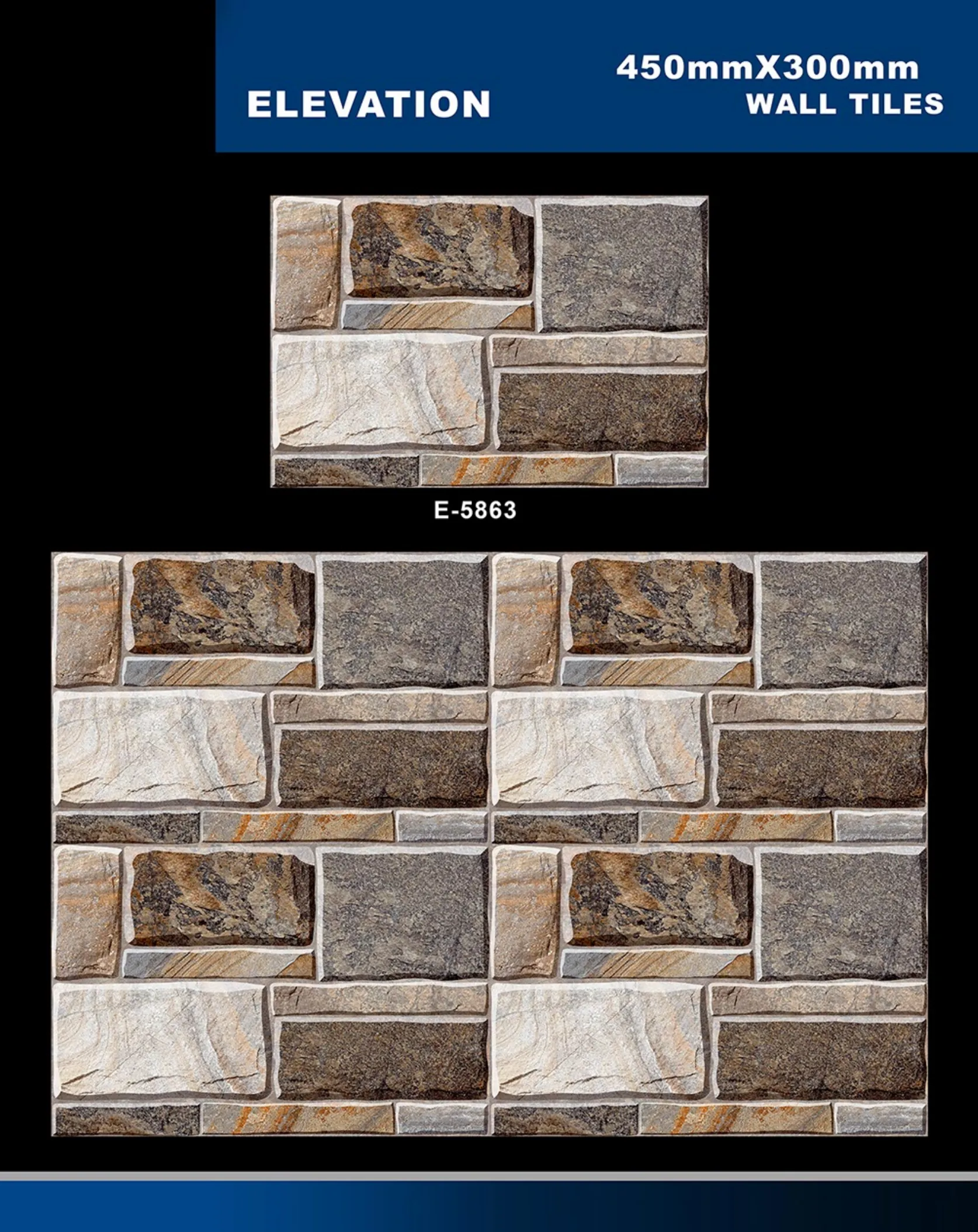 12 X 18 Elevation E 5856 To E 5995 - Design 7 - 300x450mm Elevation