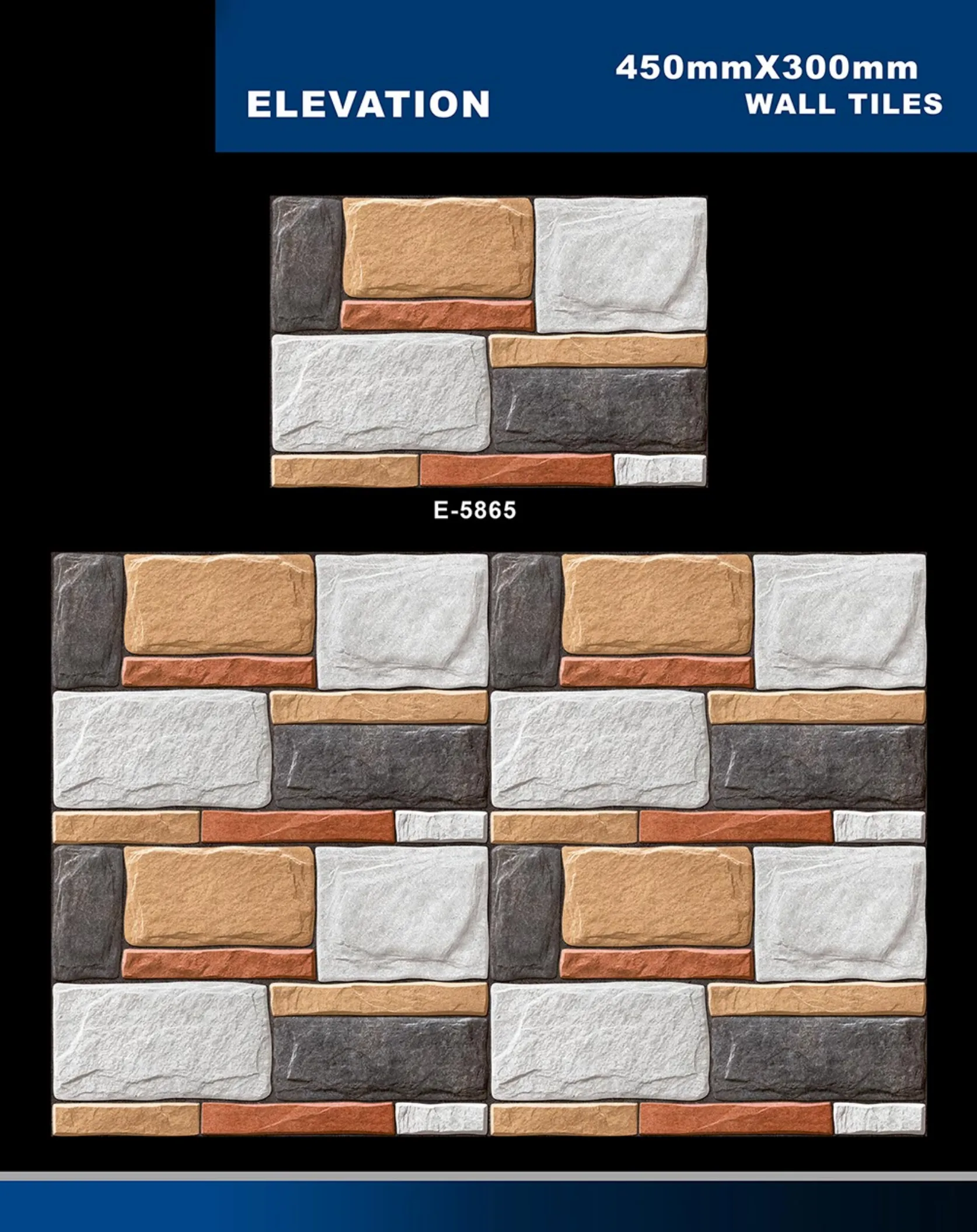 12 X 18 Elevation E 5856 To E 5995 - Design 9 - 300x450mm Elevation