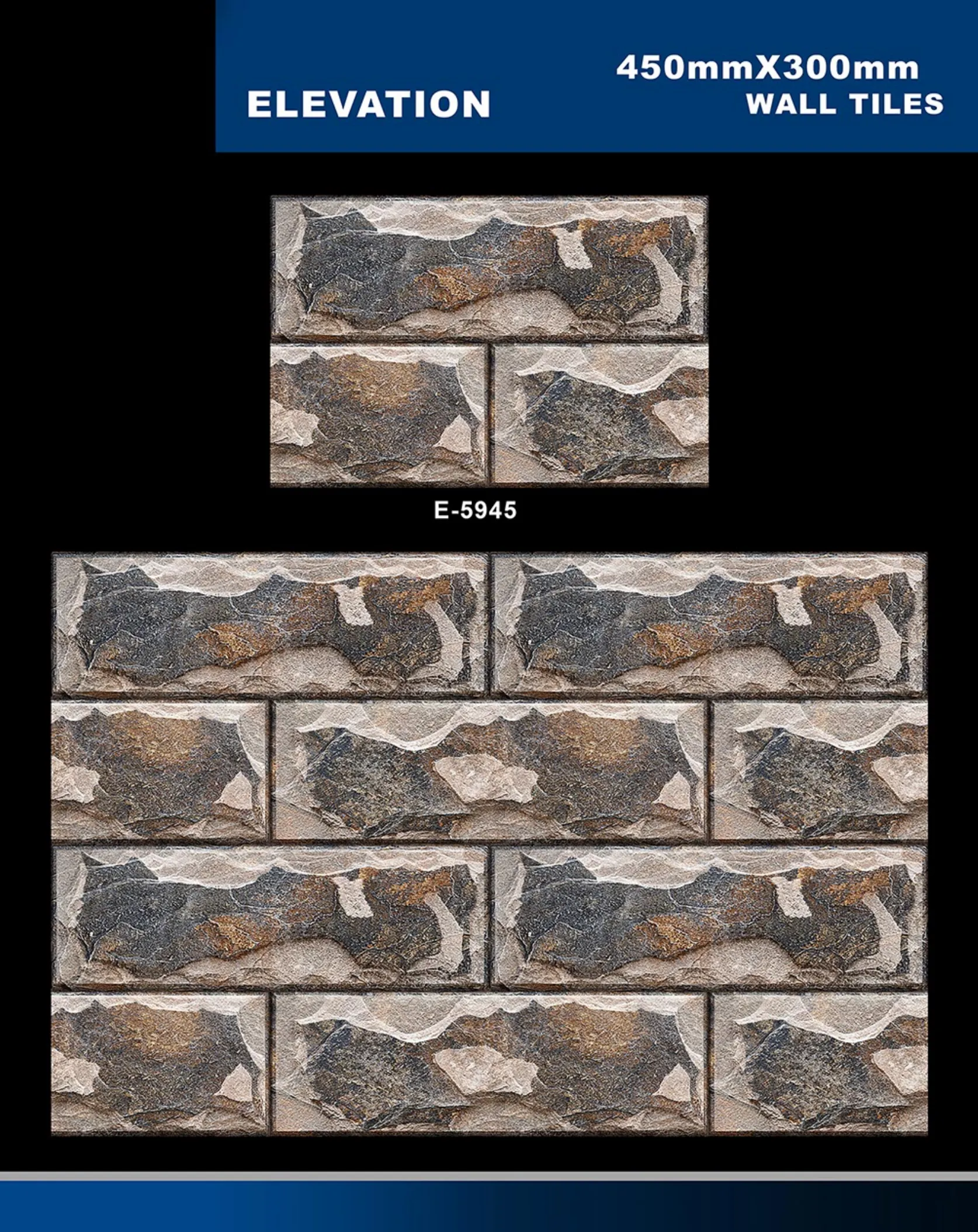 12 X 18 Elevation E 5856 To E 5995 - Design 33 - 300x450mm Elevation