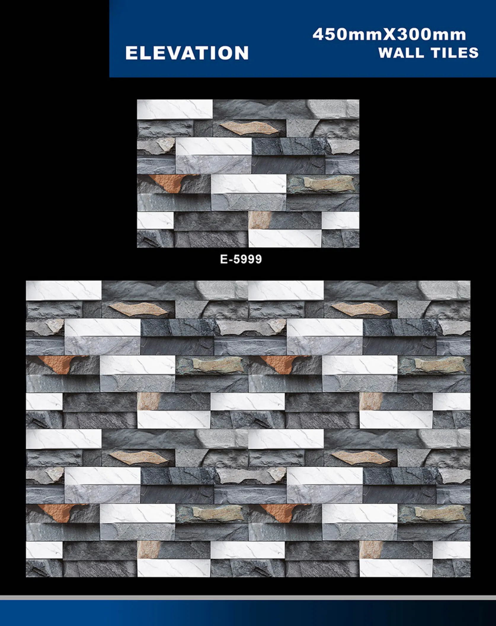 12 X 18 Elevation E 5996 To E 7027 - Design 3 - 300x450mm Elevation
