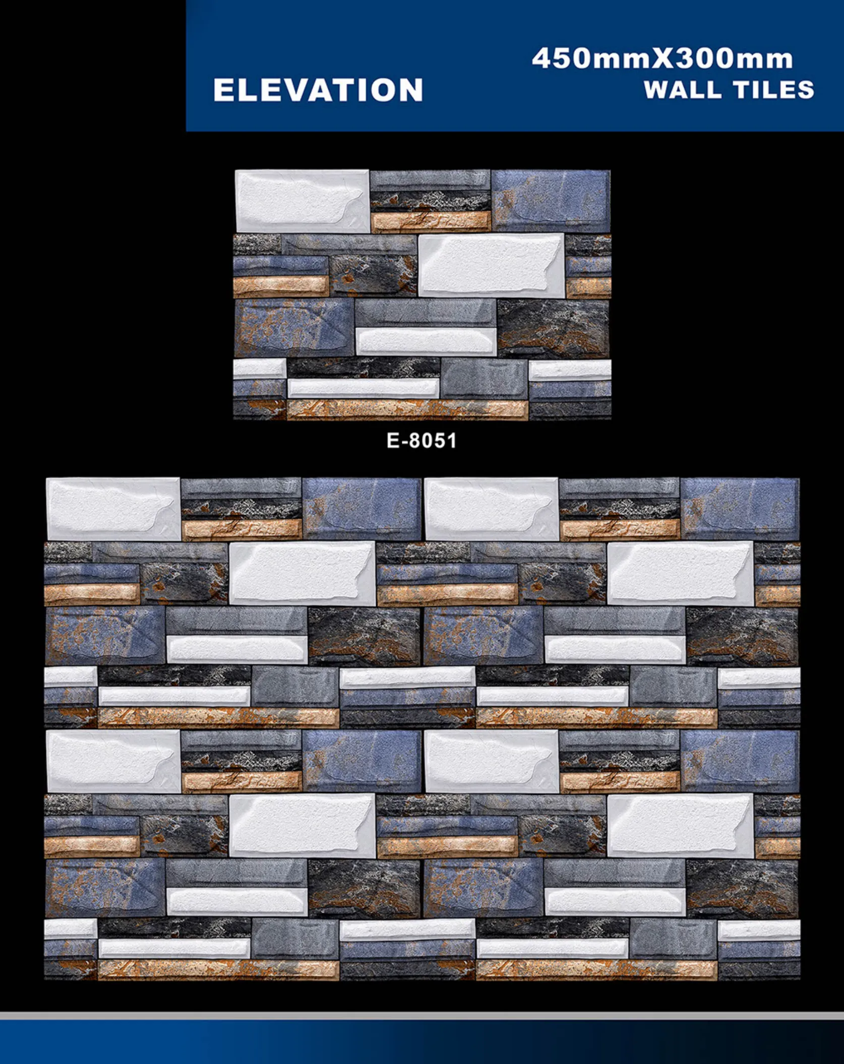 12 X 18 Elevation E 7028 To E 9059 - Design 51 - 300x450mm Elevation