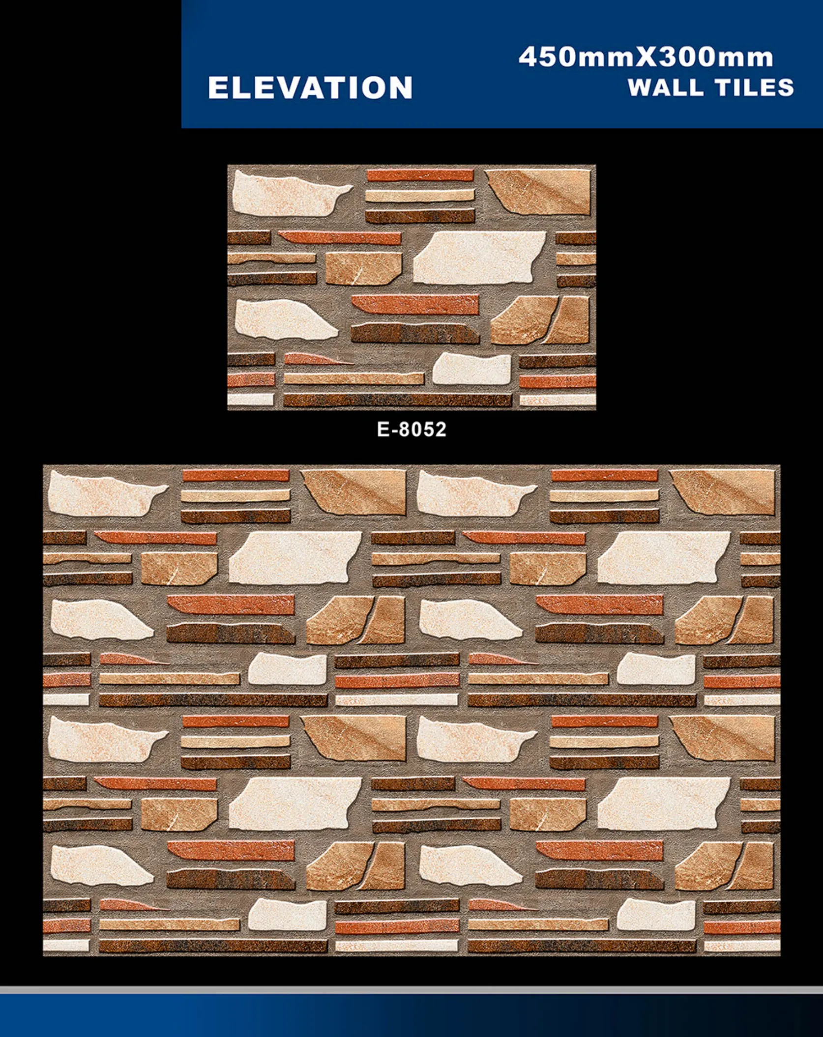 12 X 18 Elevation E 7028 To E 9059 - Design 52 - 300x450mm Elevation