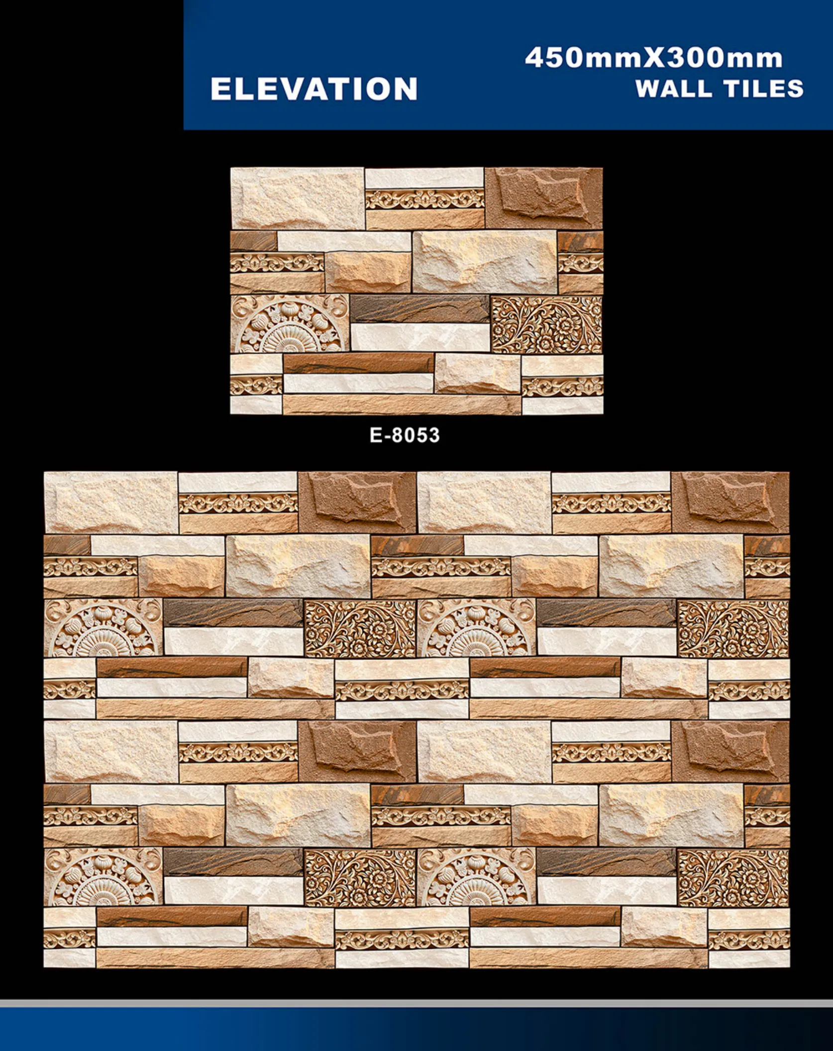 12 X 18 Elevation E 7028 To E 9059 - Design 53 - 300x450mm Elevation