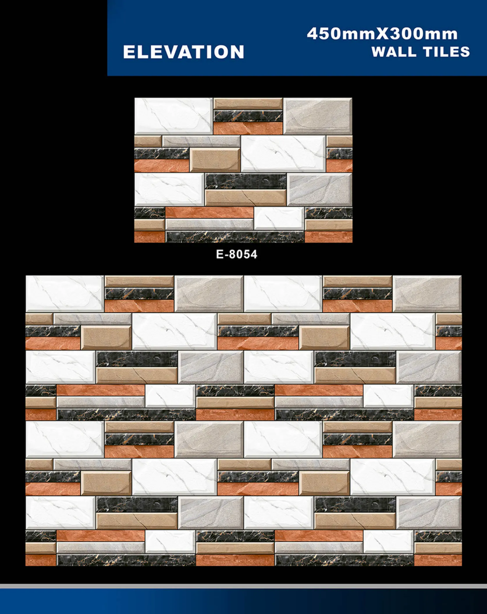 12 X 18 Elevation E 7028 To E 9059 - Design 54 - 300x450mm Elevation