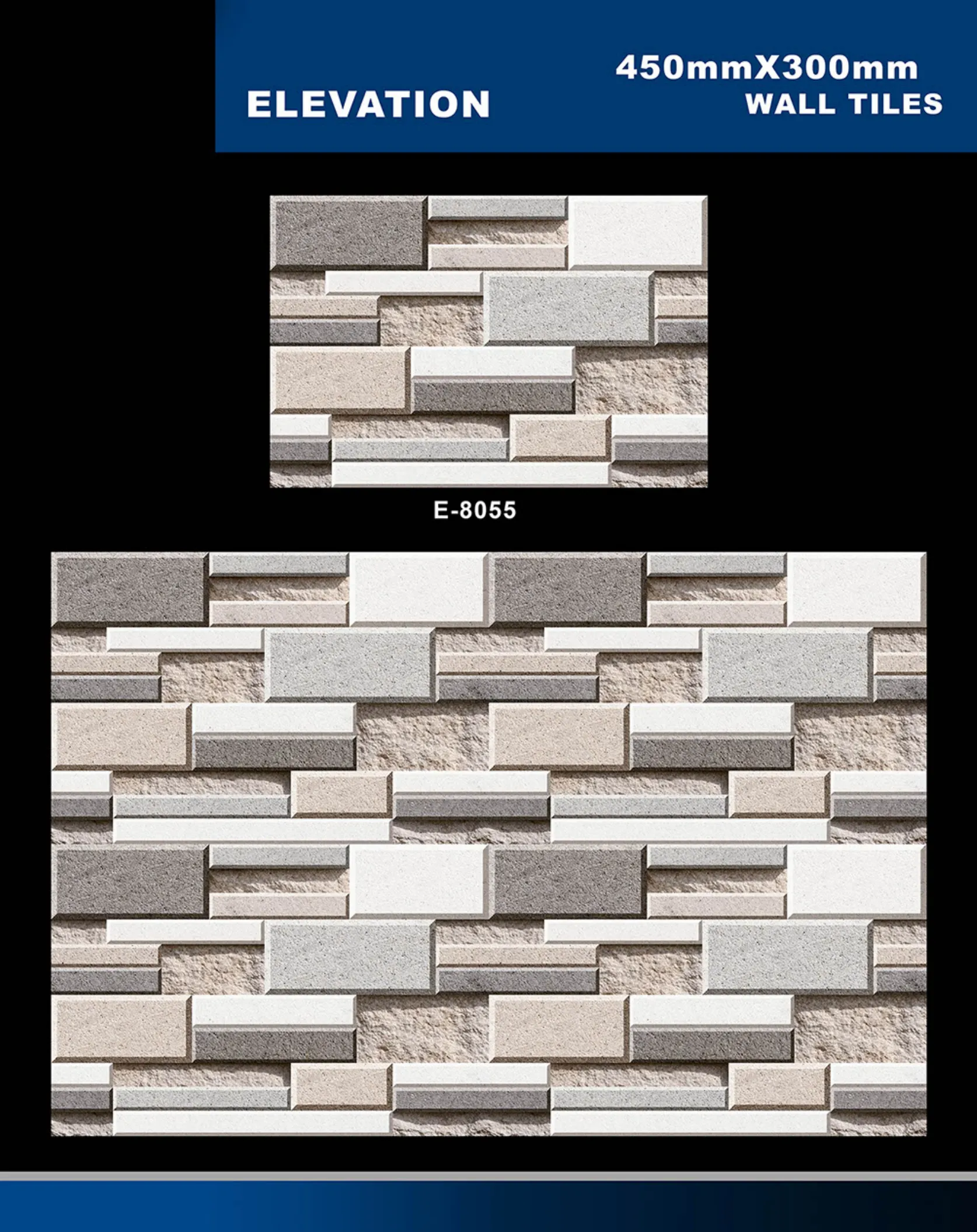 12 X 18 Elevation E 7028 To E 9059 - Design 55 - 300x450mm Elevation